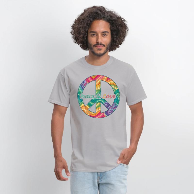 Peace Love Psychedelic Swirl Sign Retro 60s