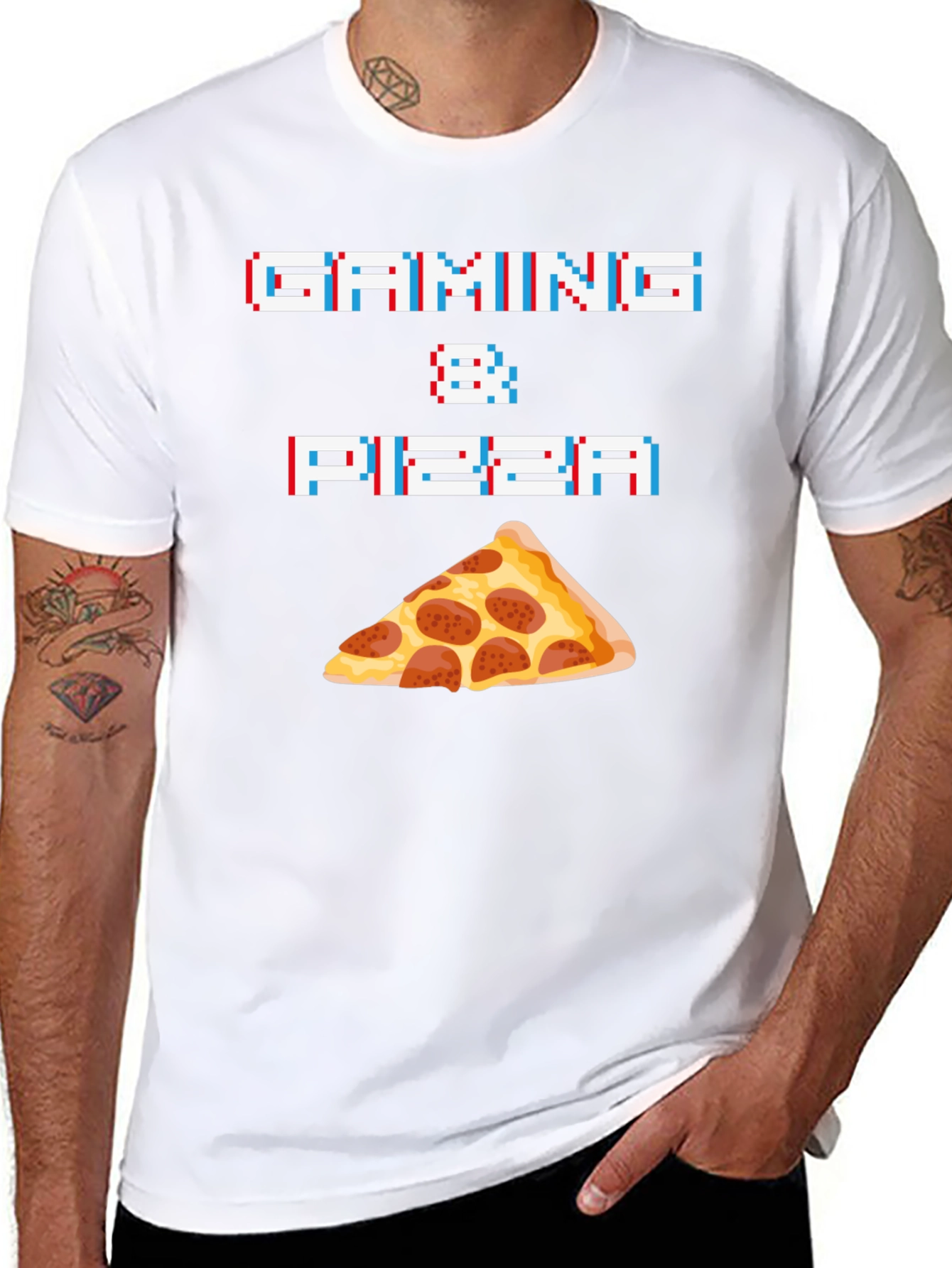 Gaming & Pizza Graphic T-Shirt - Gamer Foodie Tee