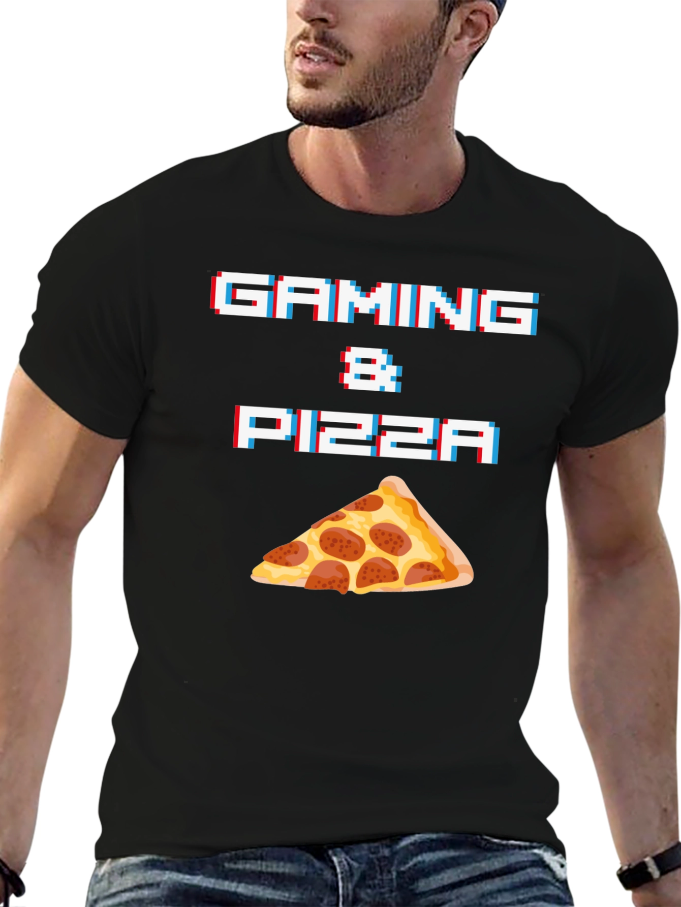 Gaming & Pizza Graphic T-Shirt - Gamer Foodie Tee