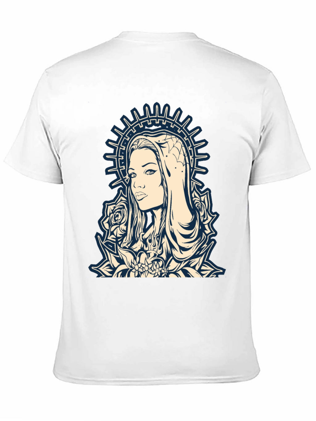Graphic Tee - Madonna and Roses Black Cotton T-Shirt