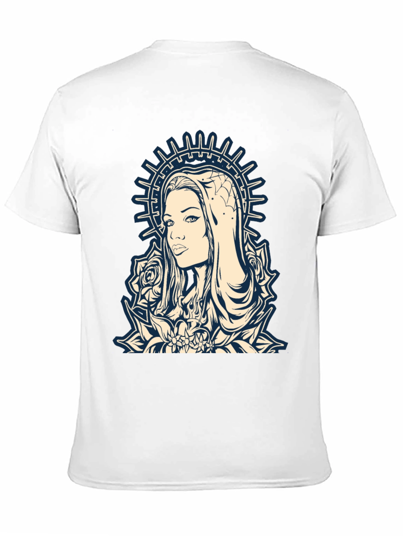 Graphic Tee - Madonna and Roses Black Cotton T-Shirt