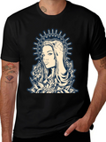 Graphic Tee - Madonna and Roses Black Cotton T-Shirt