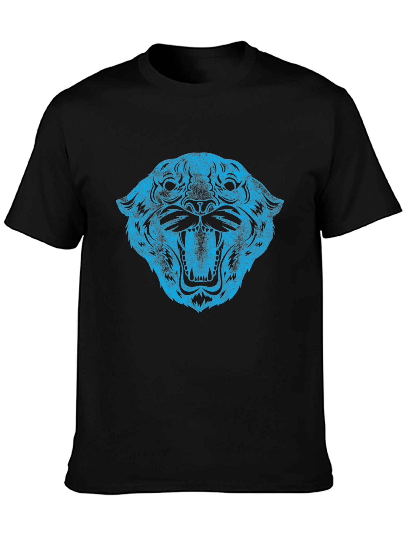 Blue Tiger Graphic Black T-Shirt