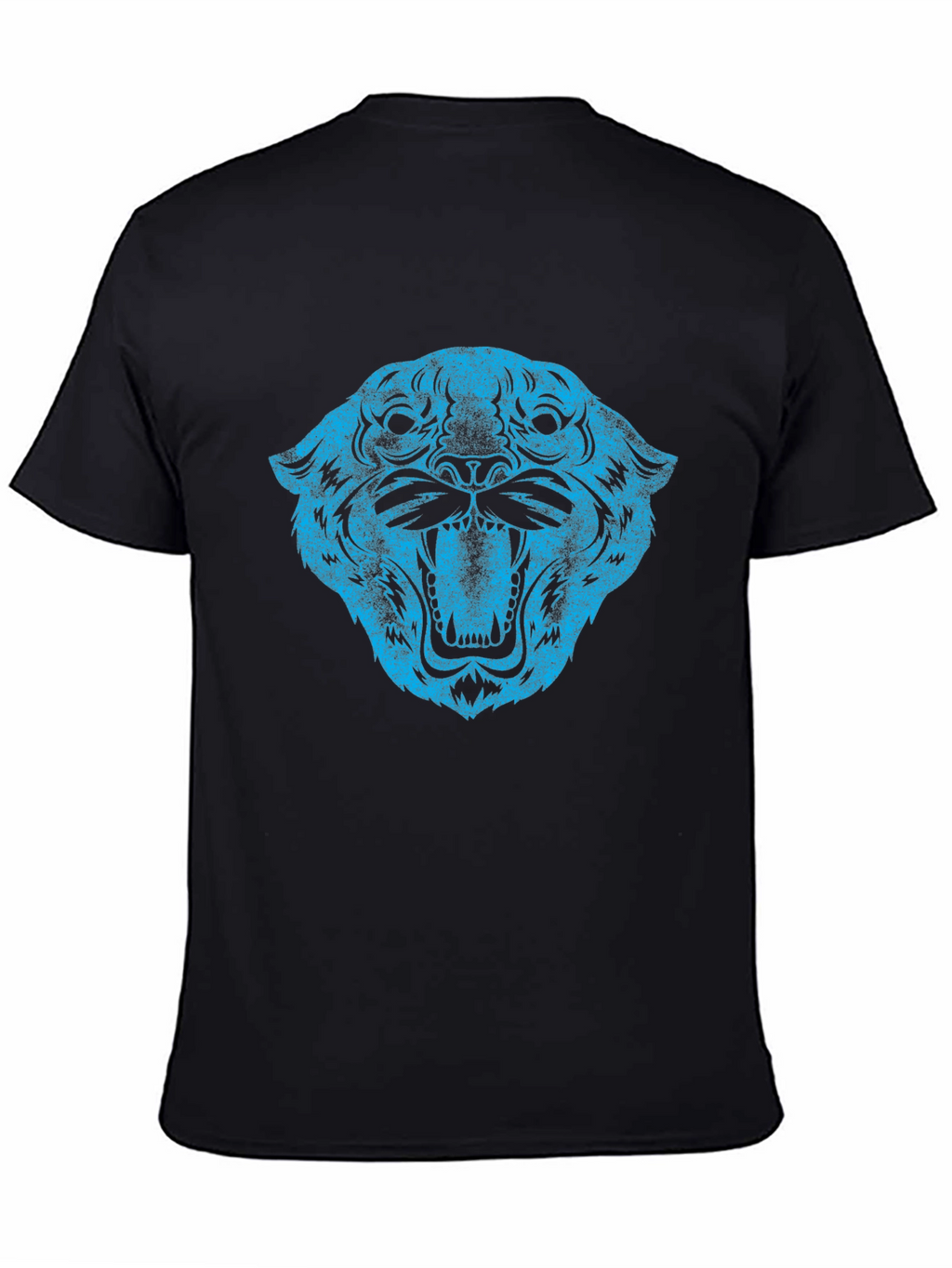 Blue Tiger Graphic Black T-Shirt