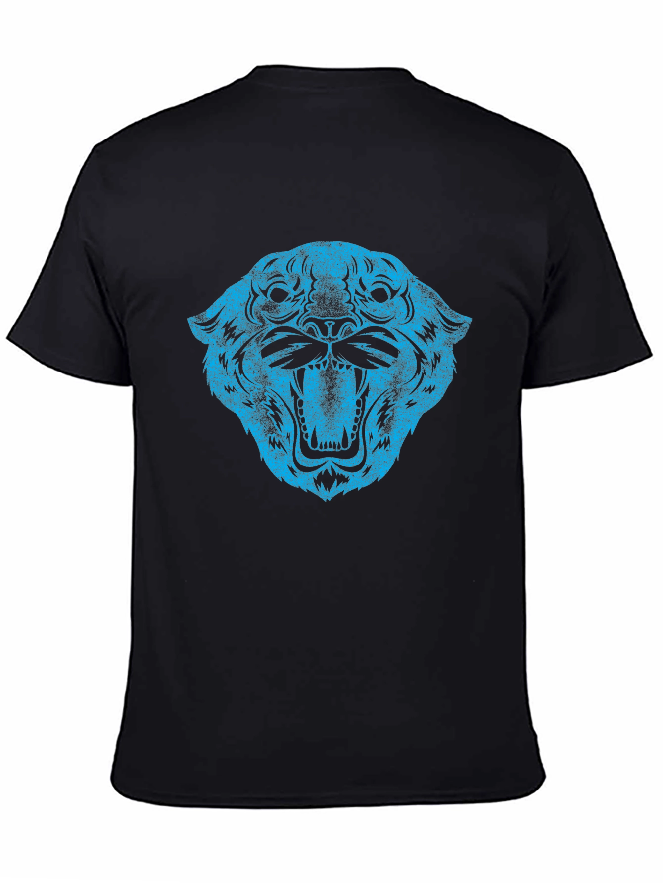 Blue Tiger Graphic Black T-Shirt