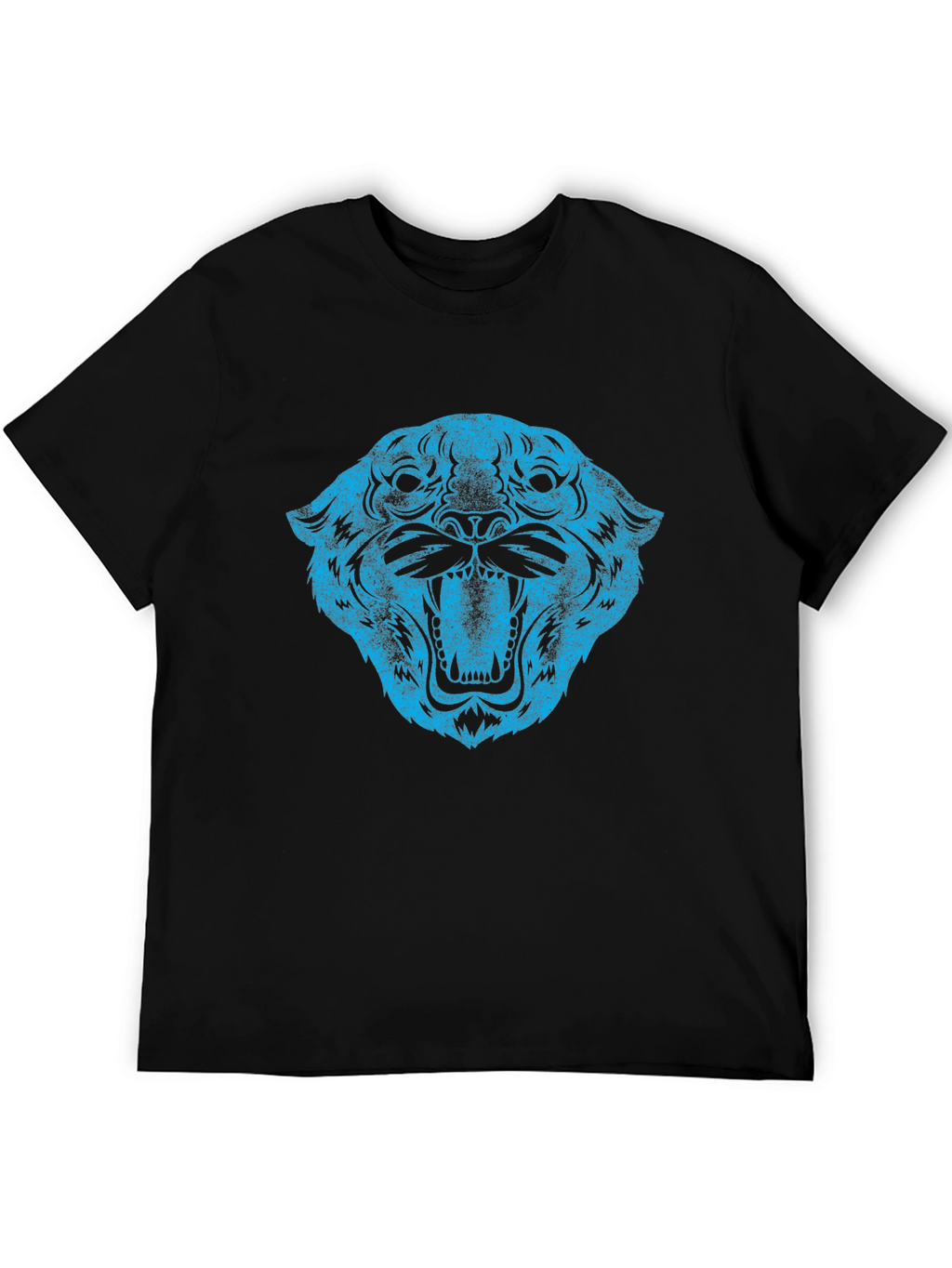 Blue Tiger Graphic Black T-Shirt