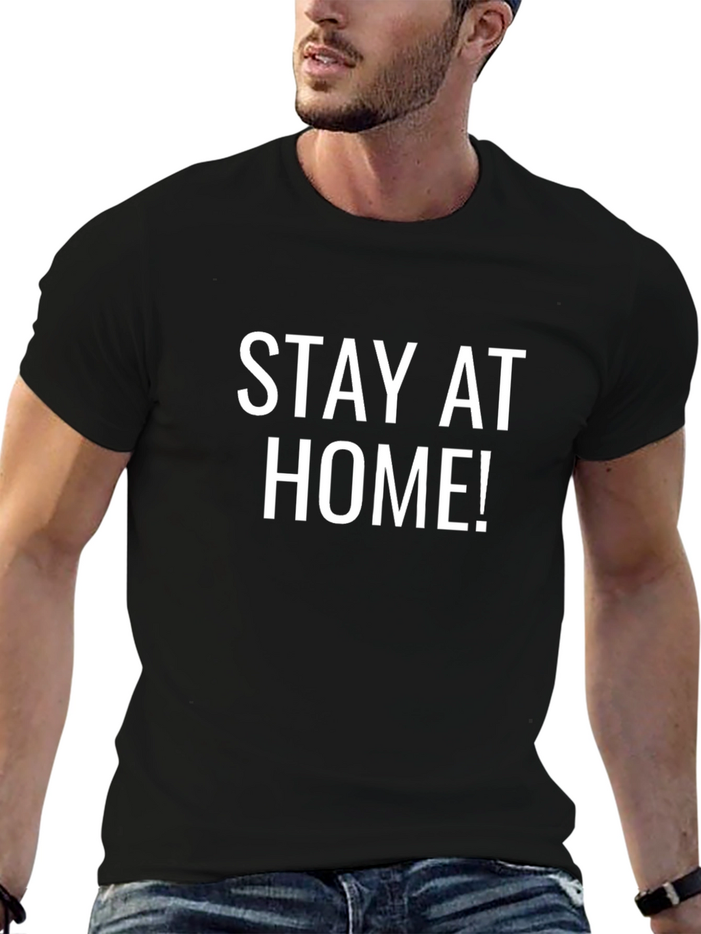 Stay At Home Black Graphic Tee