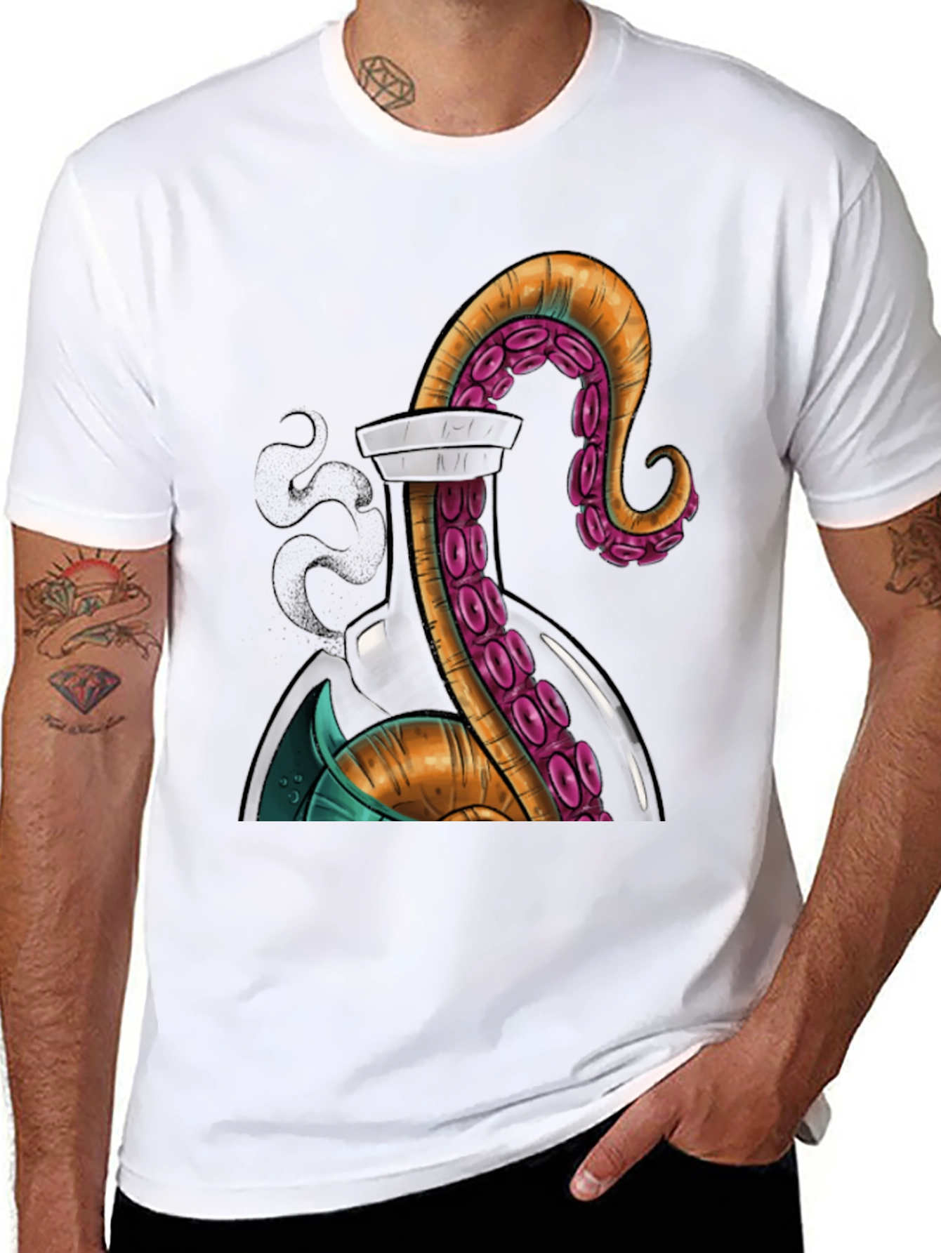 Octopus in a Bottle Graphic T-Shirt