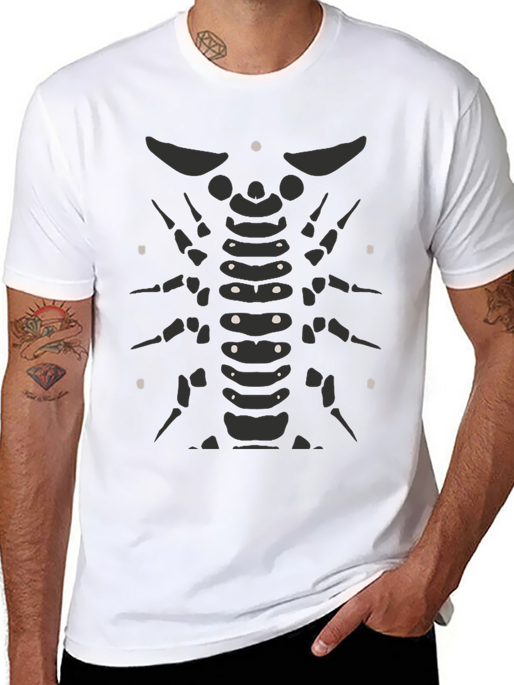 Skeleton Ribcage Black T-Shirt - Graphic Print Tee