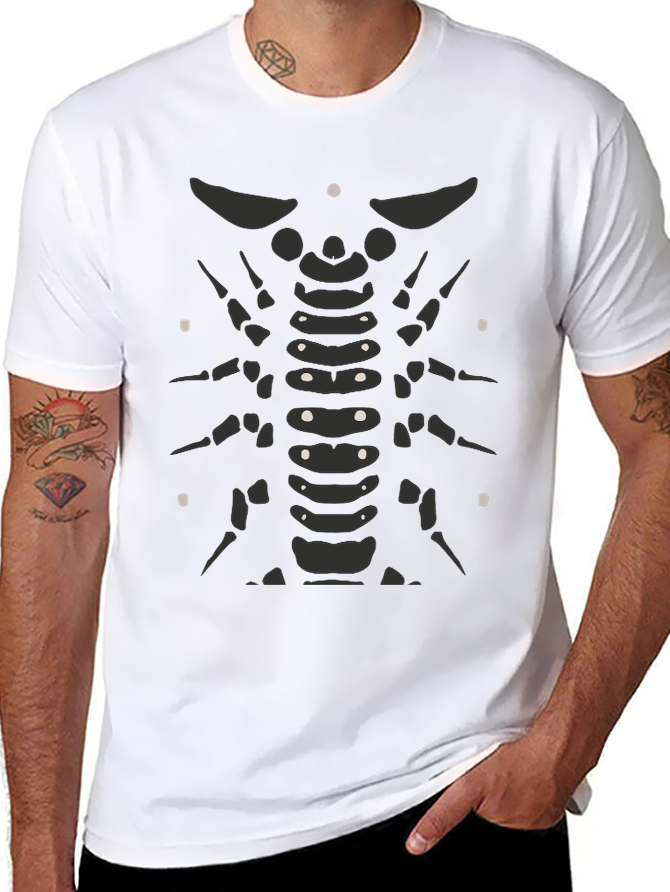Skeleton Ribcage Black T-Shirt - Graphic Print Tee