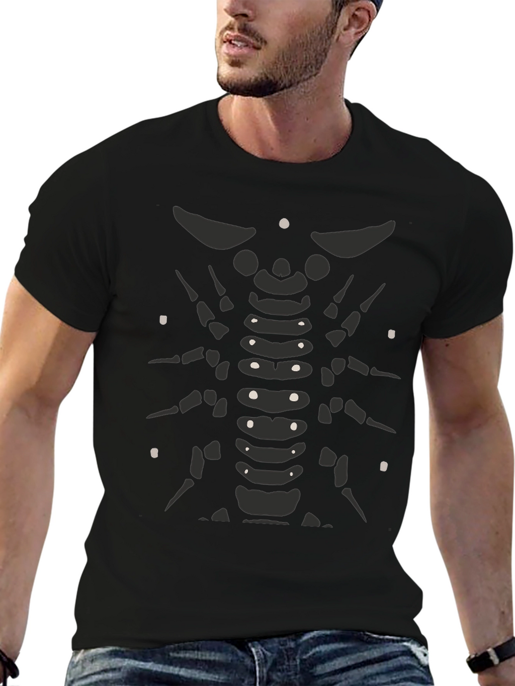 Skeleton Ribcage Black T-Shirt - Graphic Print Tee