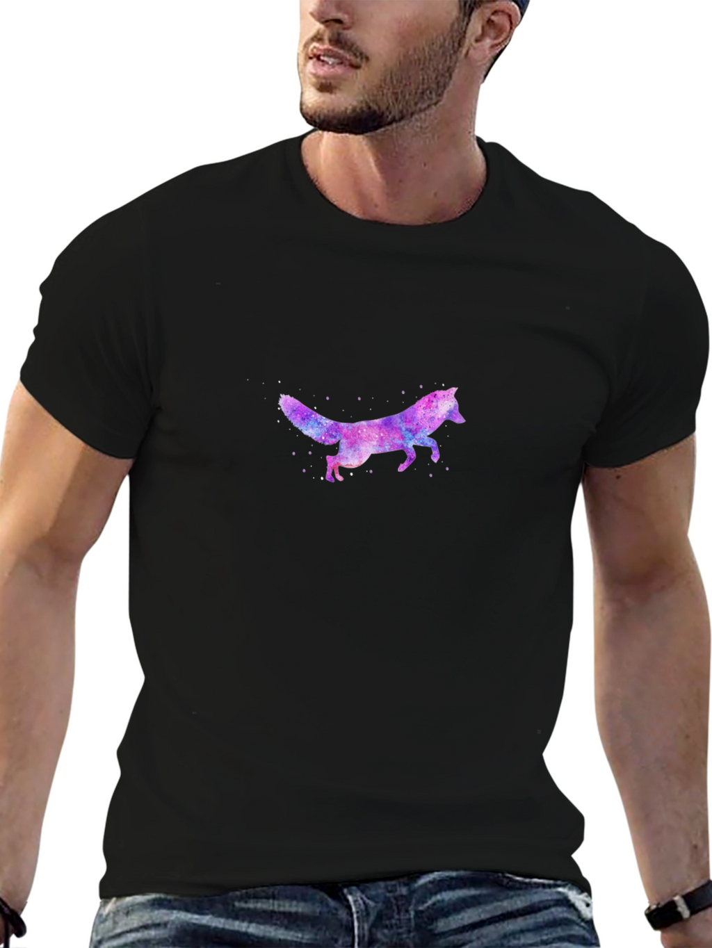 Galaxy Fox Graphic Print Mens T-Shirt