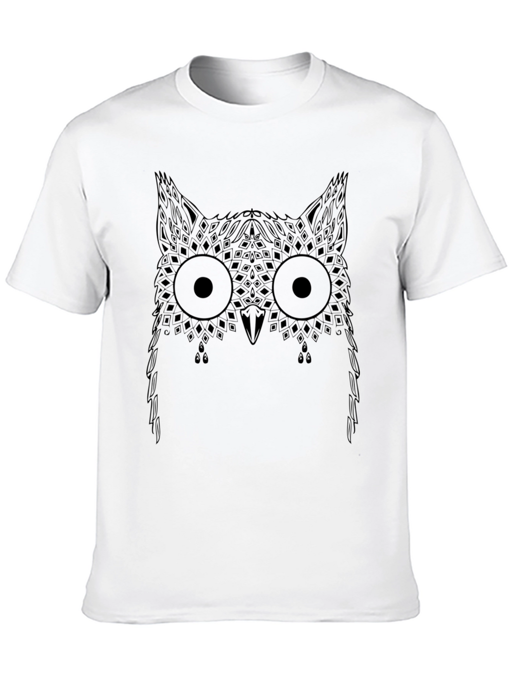 Geometric Owl Print Black T-Shirt