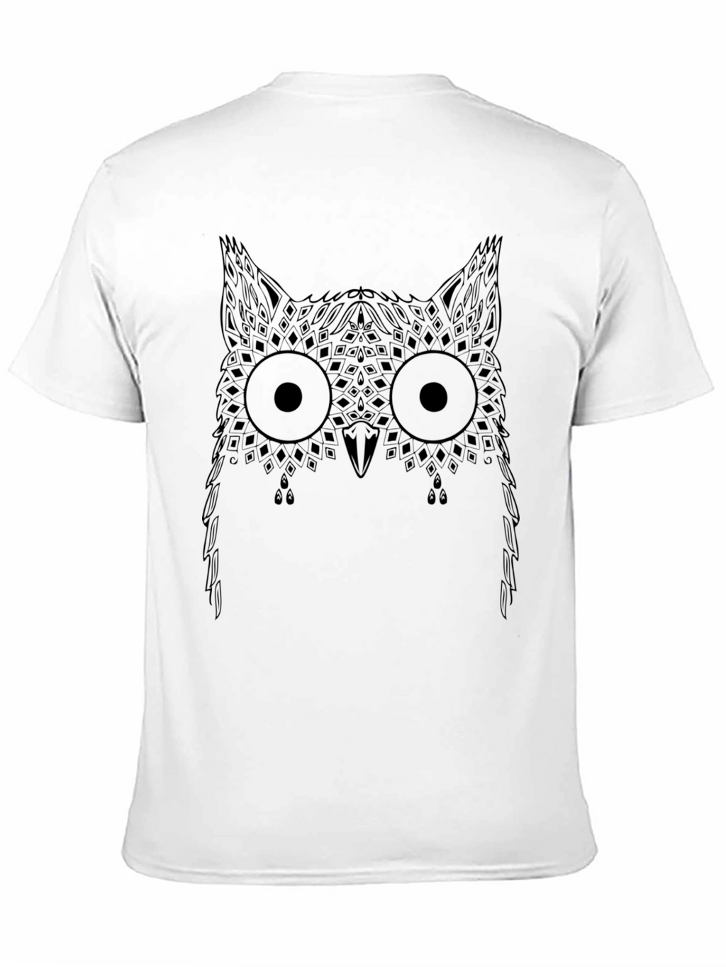 Geometric Owl Print Black T-Shirt