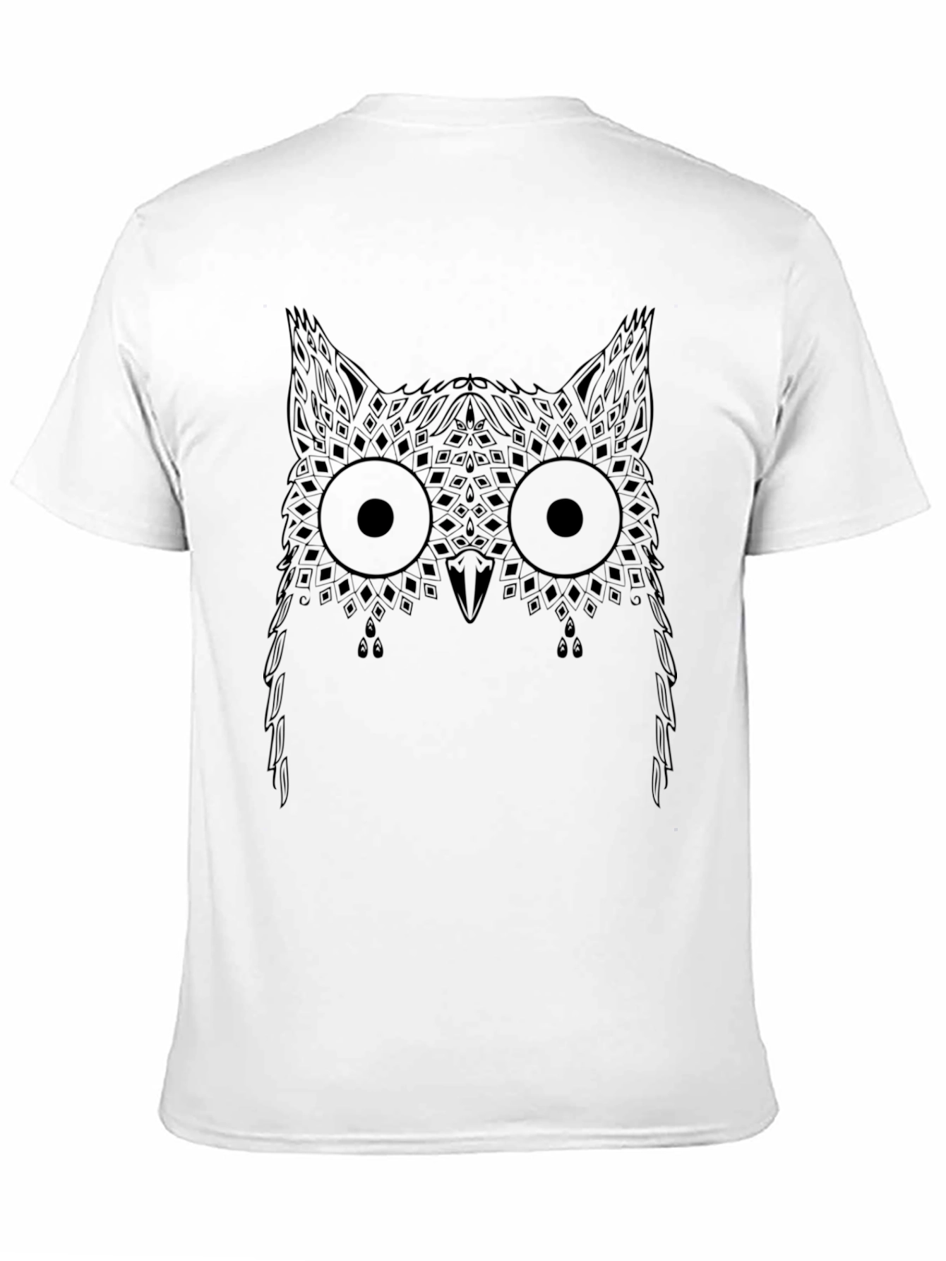 Geometric Owl Print Black T-Shirt