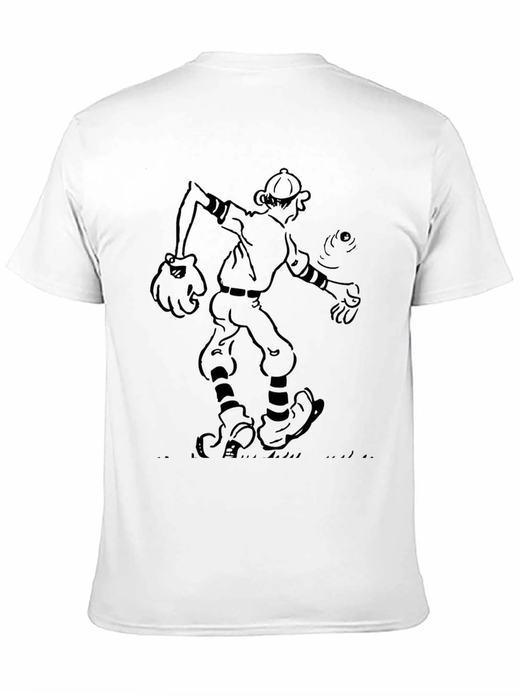 Cartoon Baseball Player Black T-Shirt