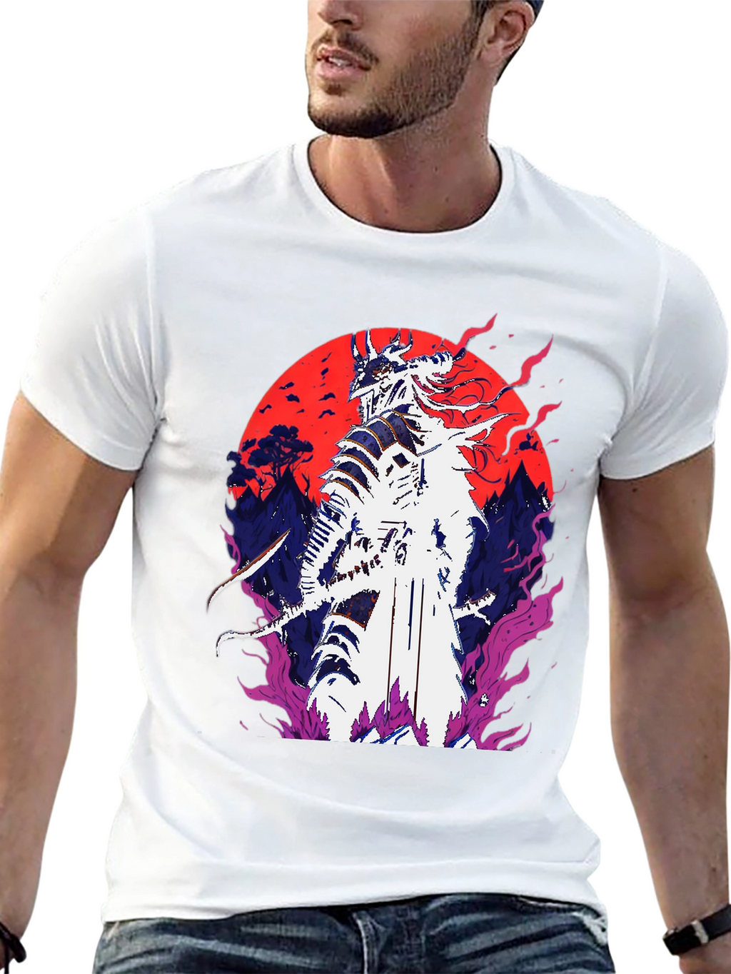 Samurai Warrior Graphic Tee - Bold Anime Design