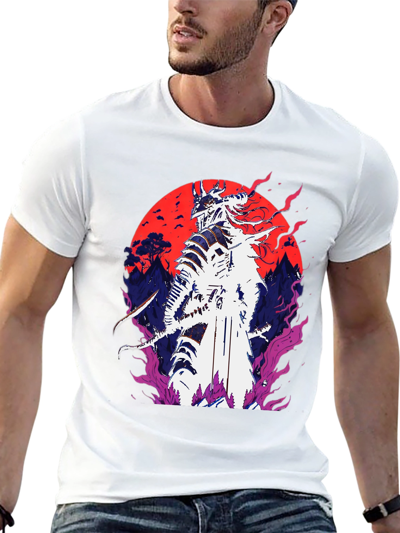 Samurai Warrior Graphic Tee - Bold Anime Design