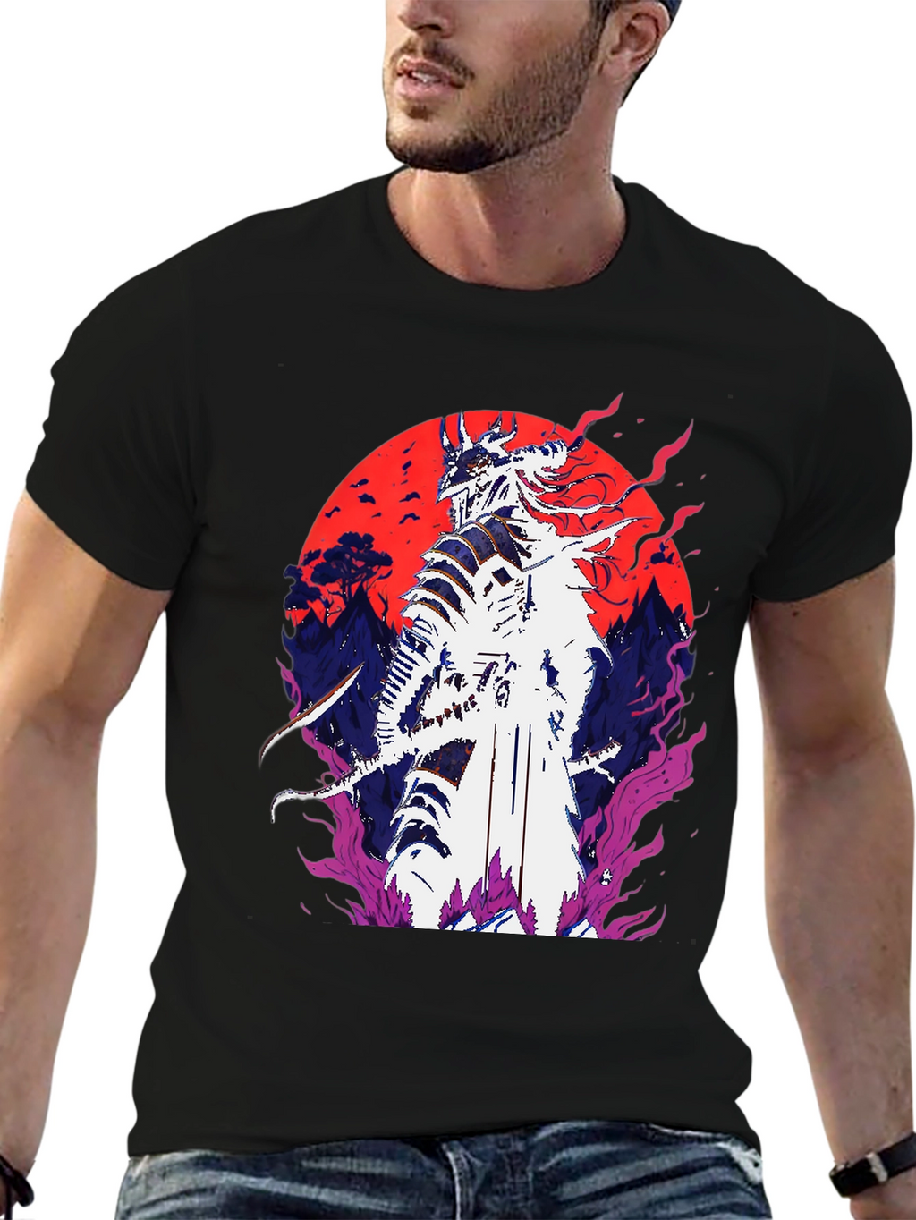 Samurai Warrior Graphic Tee - Bold Anime Design