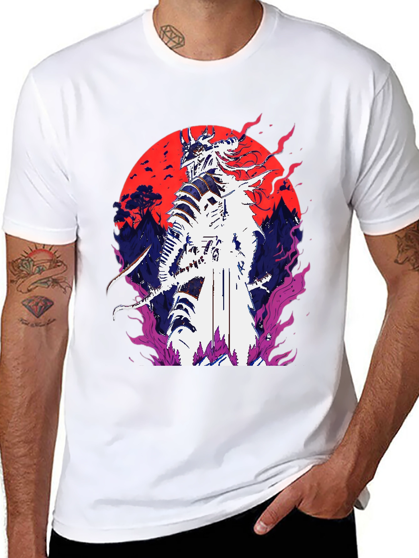 Samurai Warrior Graphic Tee - Bold Anime Design