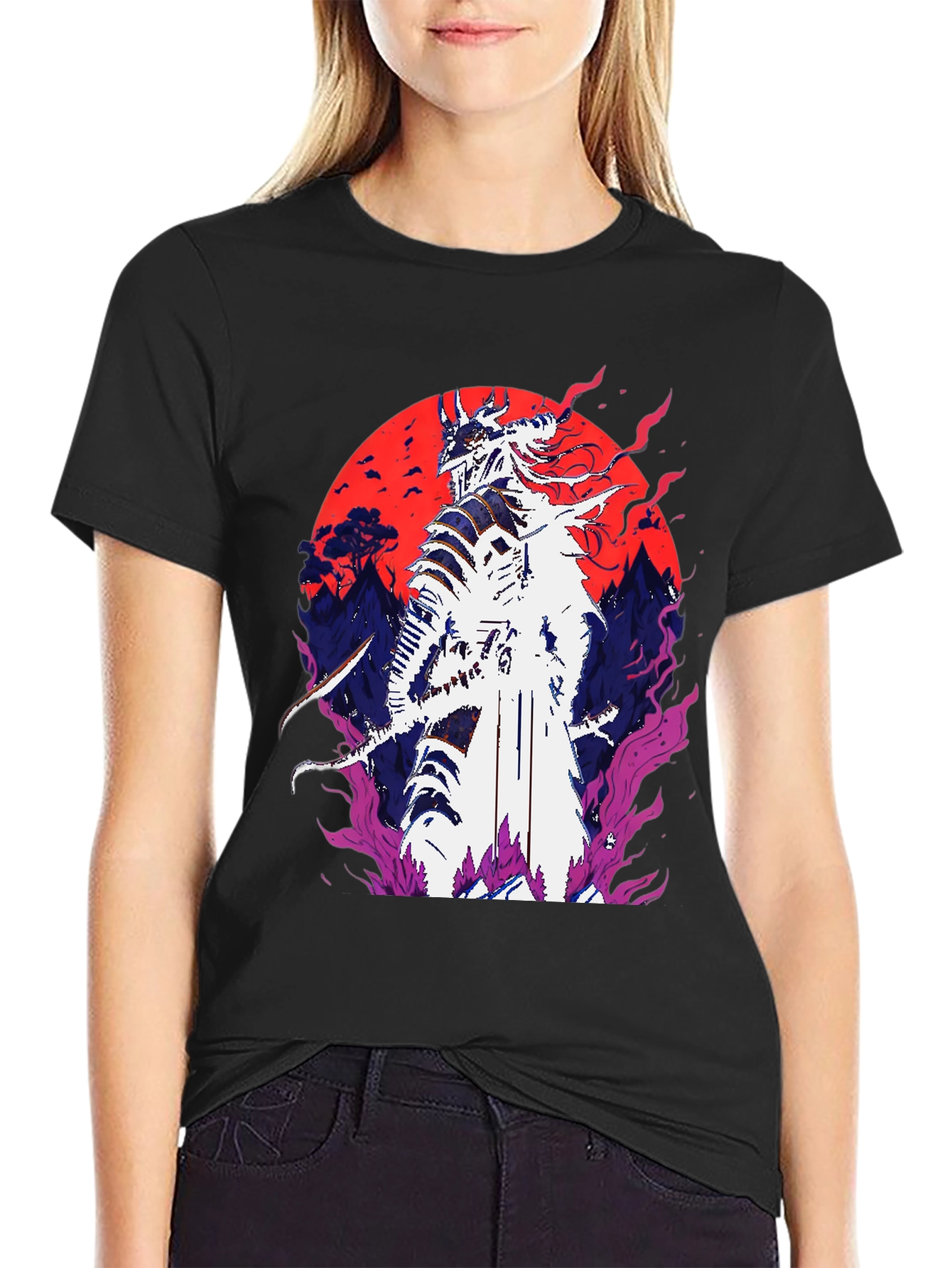 Samurai Warrior Graphic Tee - Bold Anime Design
