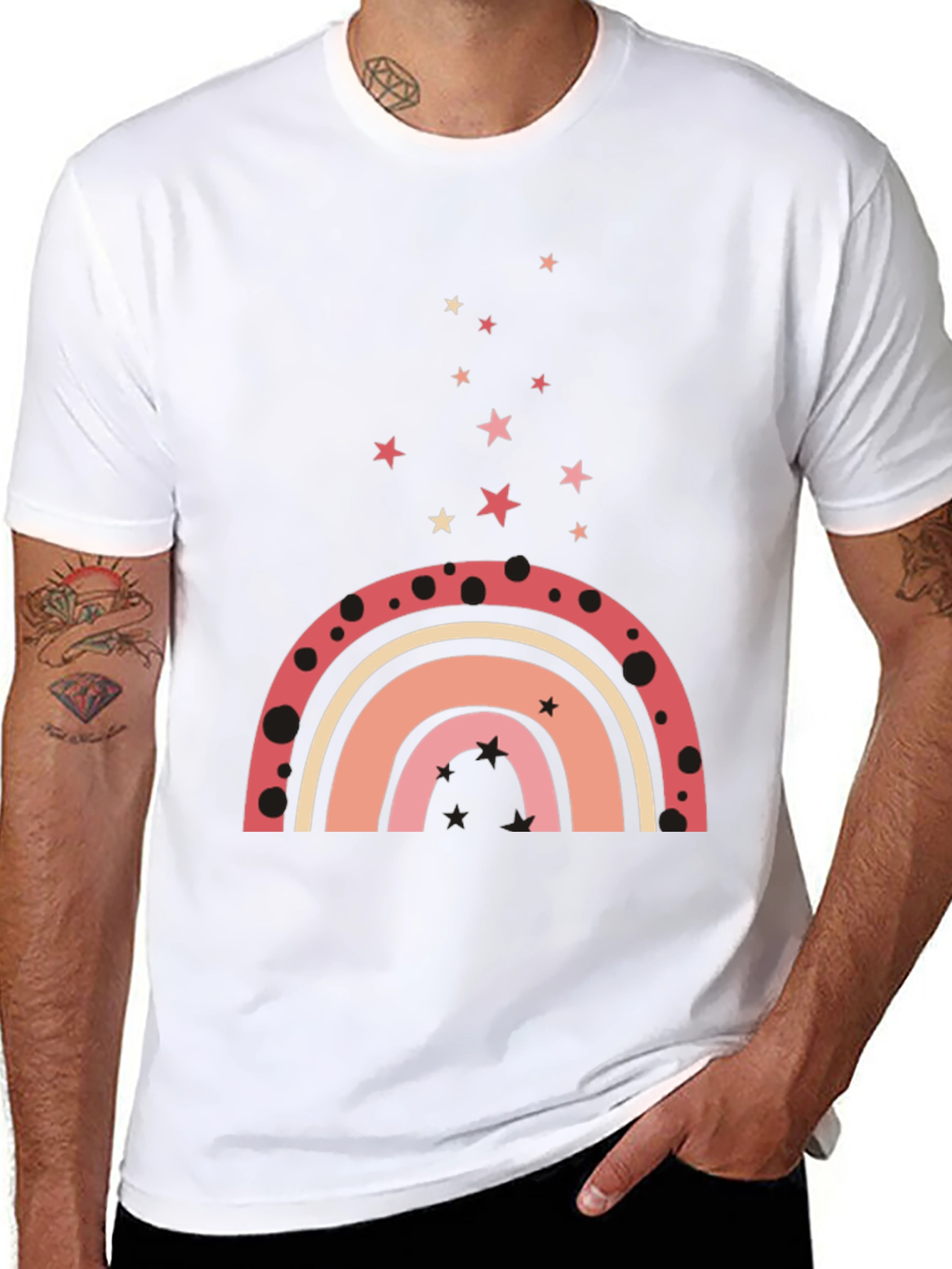 Rainbow Star Graphic Tee - Casual Style