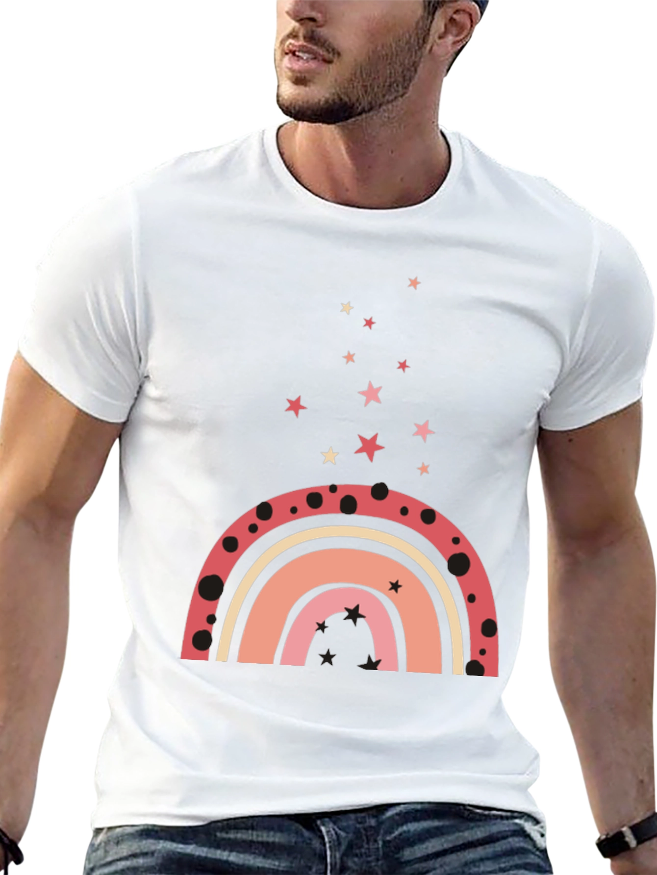 Rainbow Star Graphic Tee - Casual Style