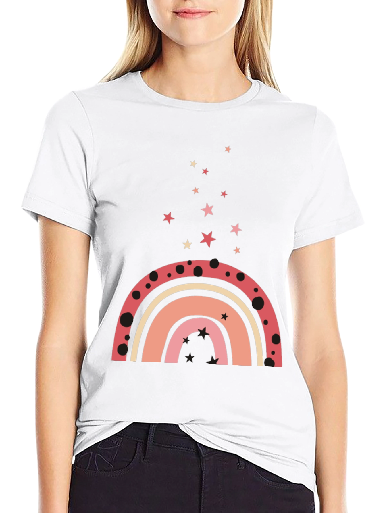 Rainbow Star Graphic Tee - Casual Style