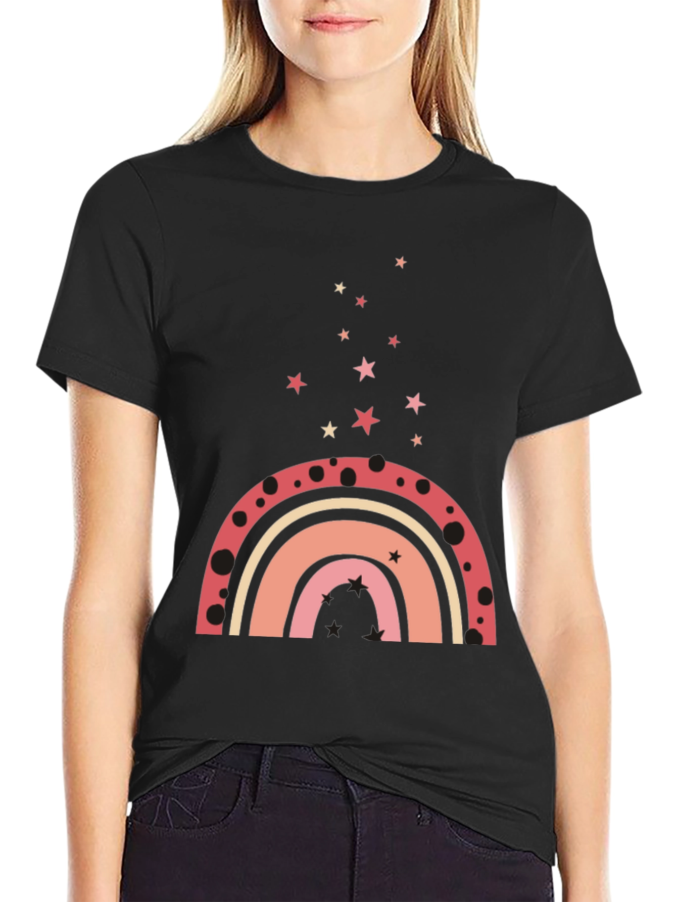 Rainbow Star Graphic Tee - Casual Style