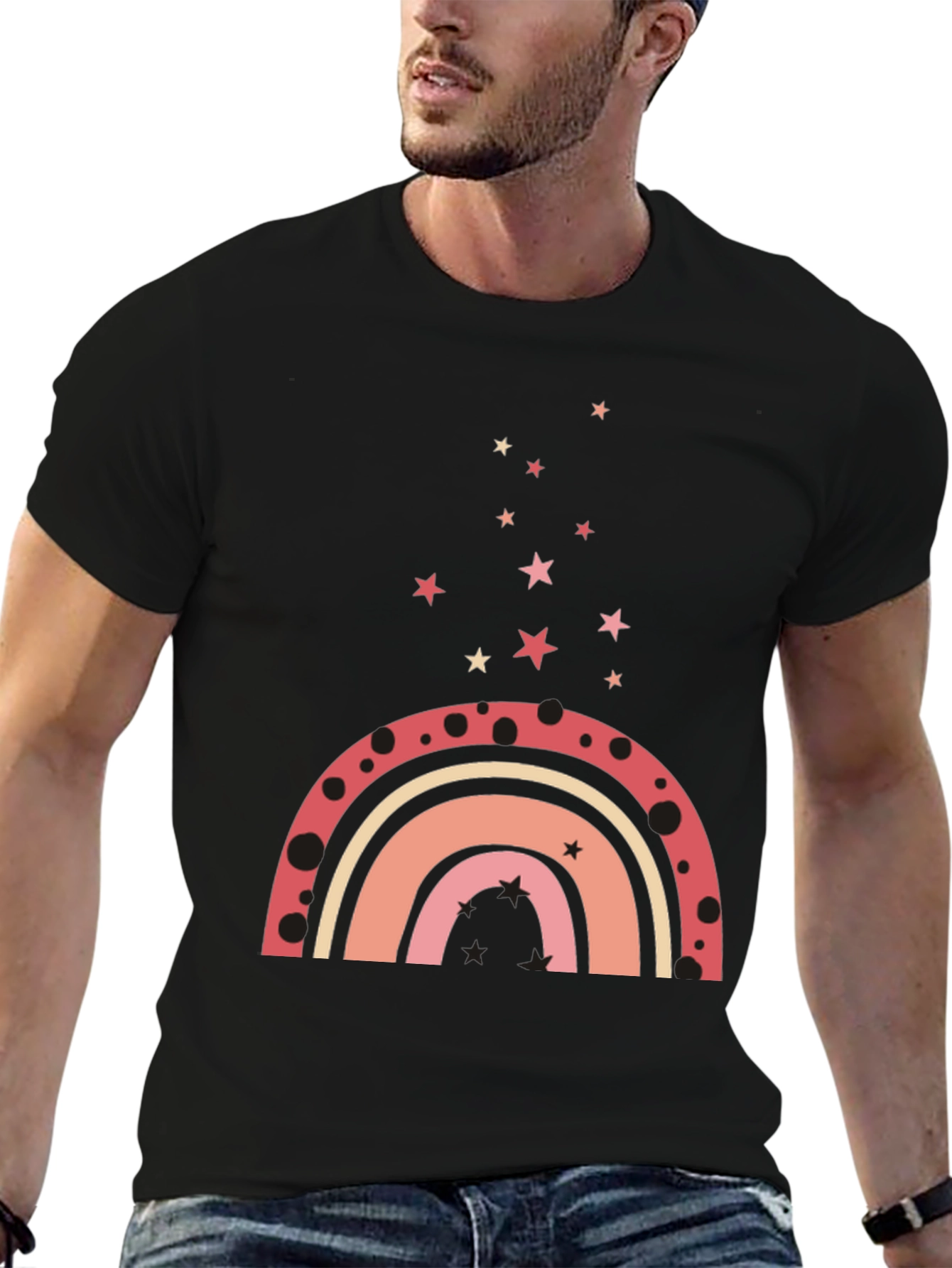 Rainbow Star Graphic Tee - Casual Style