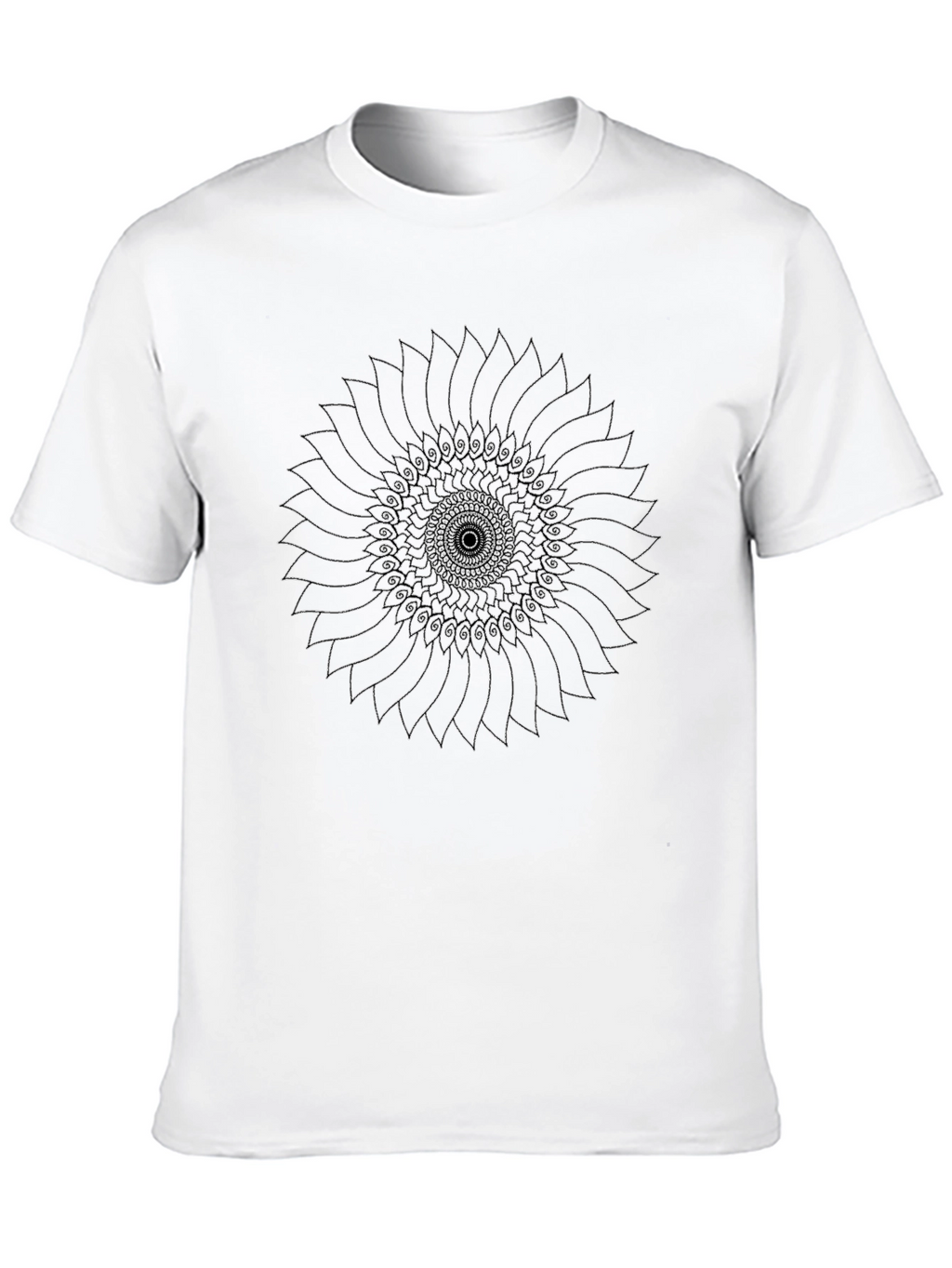 Abstract Sunflower Graphic Black T-Shirt