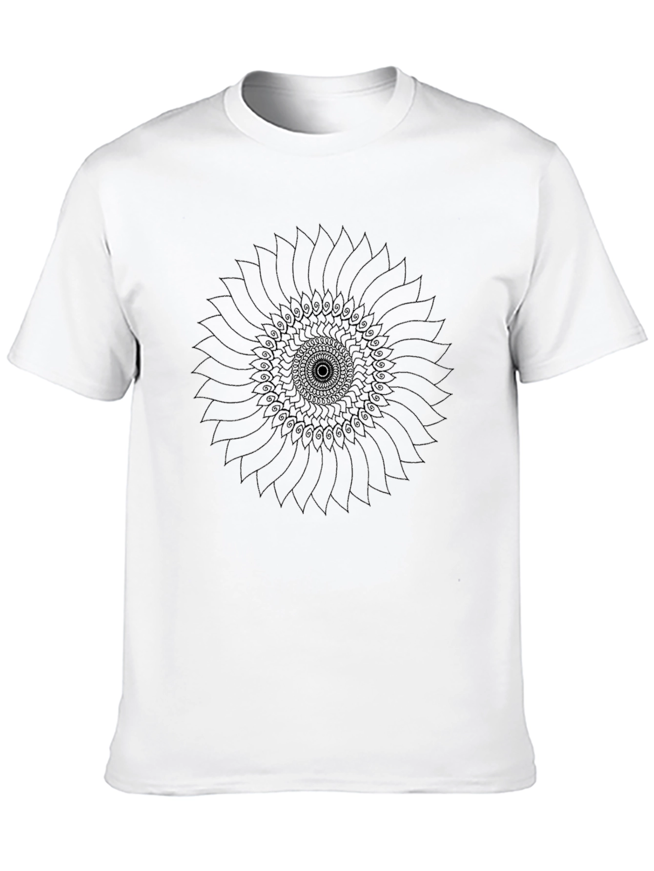 Abstract Sunflower Graphic Black T-Shirt
