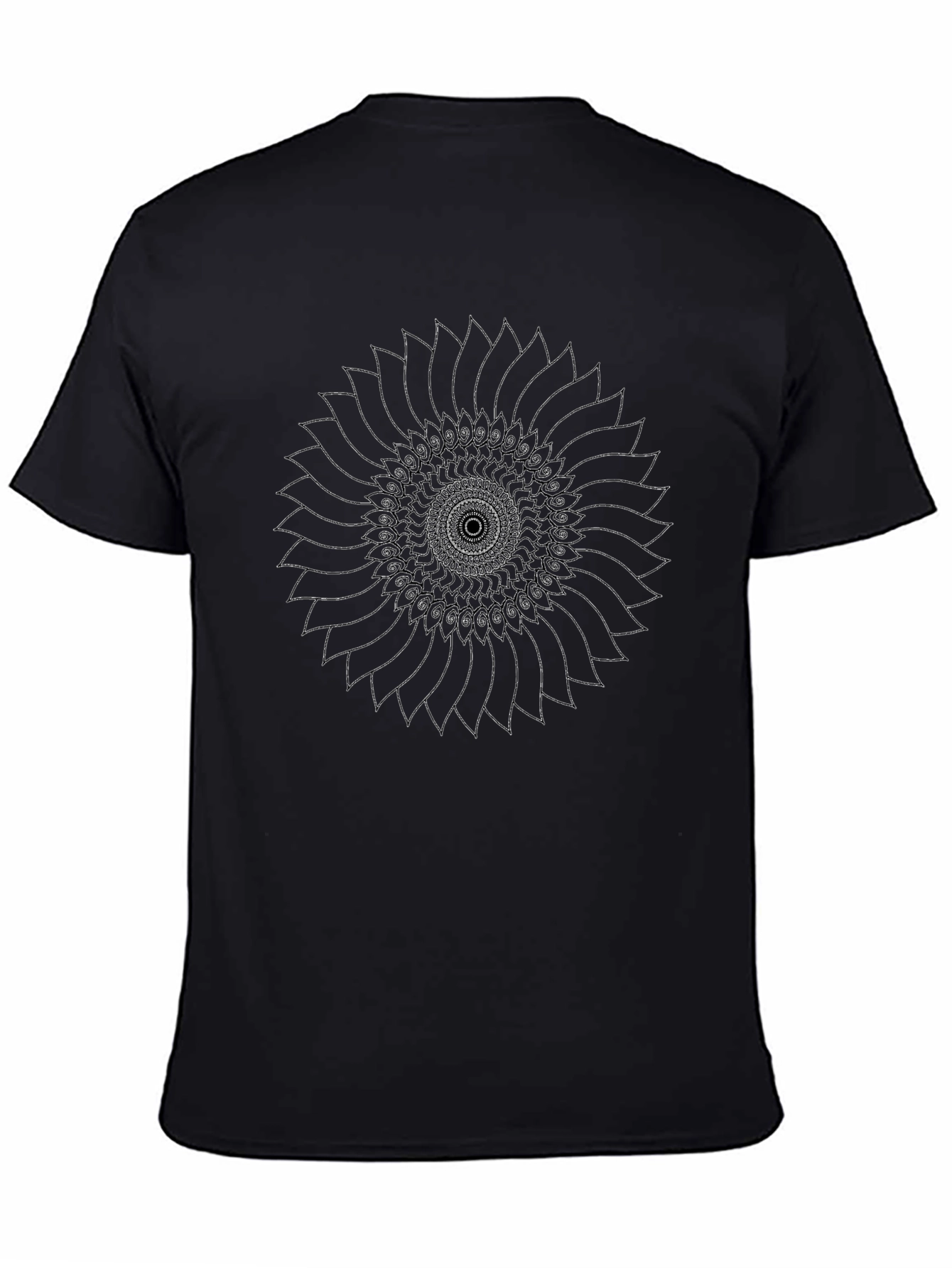 Abstract Sunflower Graphic Black T-Shirt