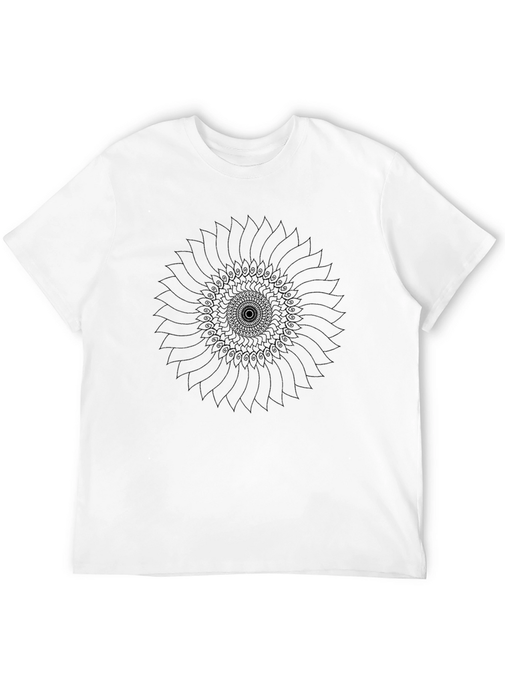 Abstract Sunflower Graphic Black T-Shirt