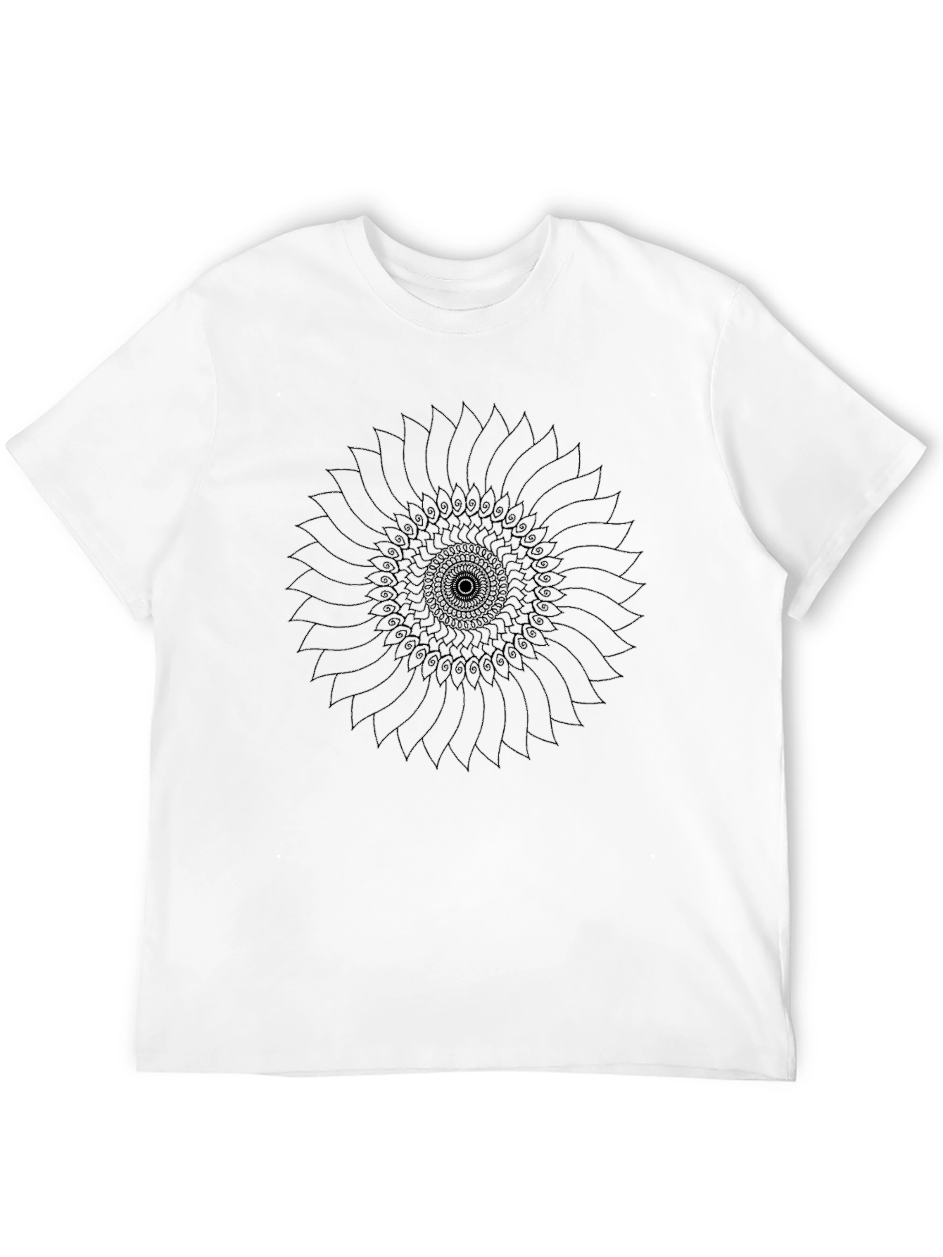 Abstract Sunflower Graphic Black T-Shirt