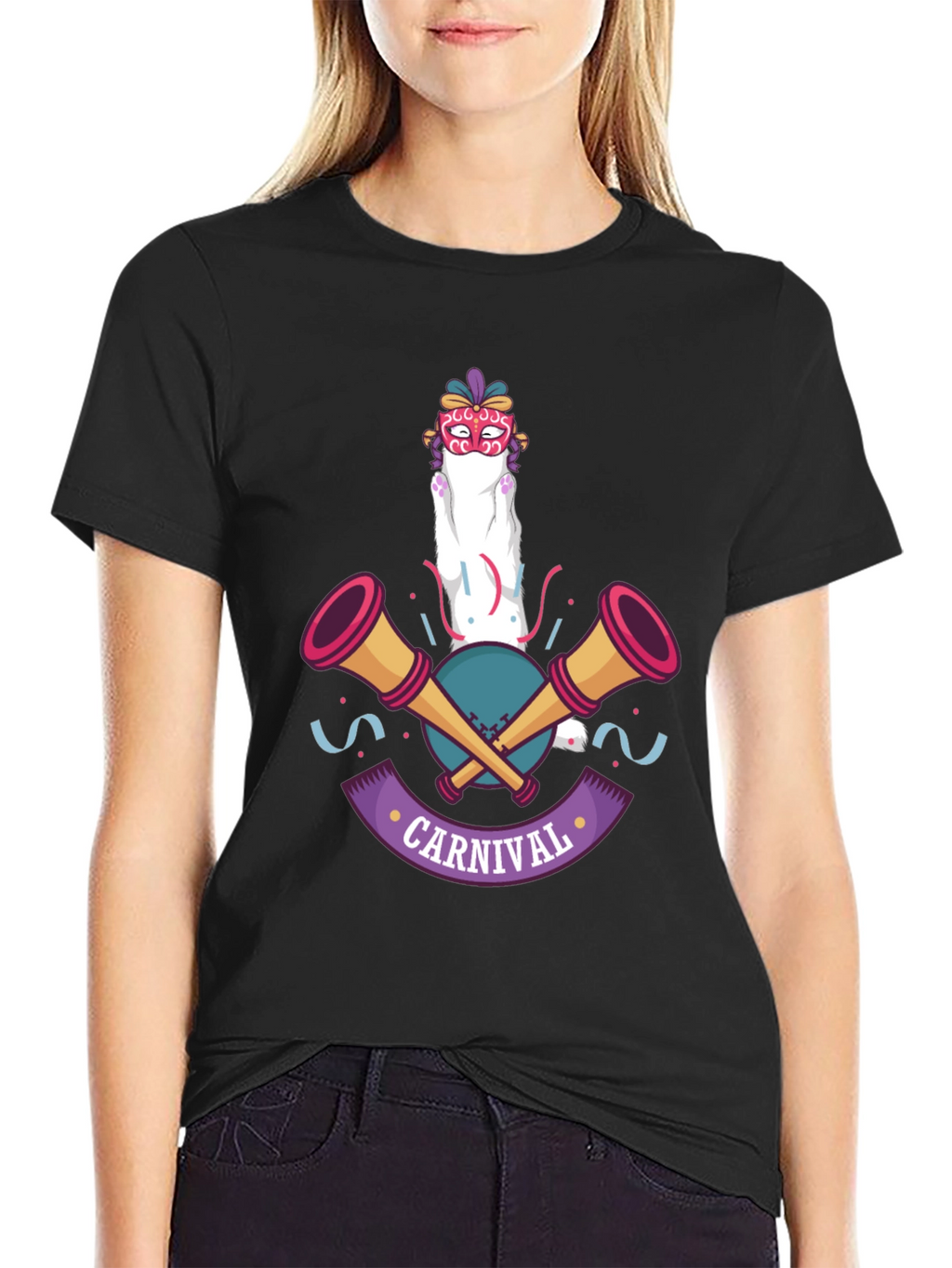 Carnival Cat T-Shirt - Festive Celebration Wear