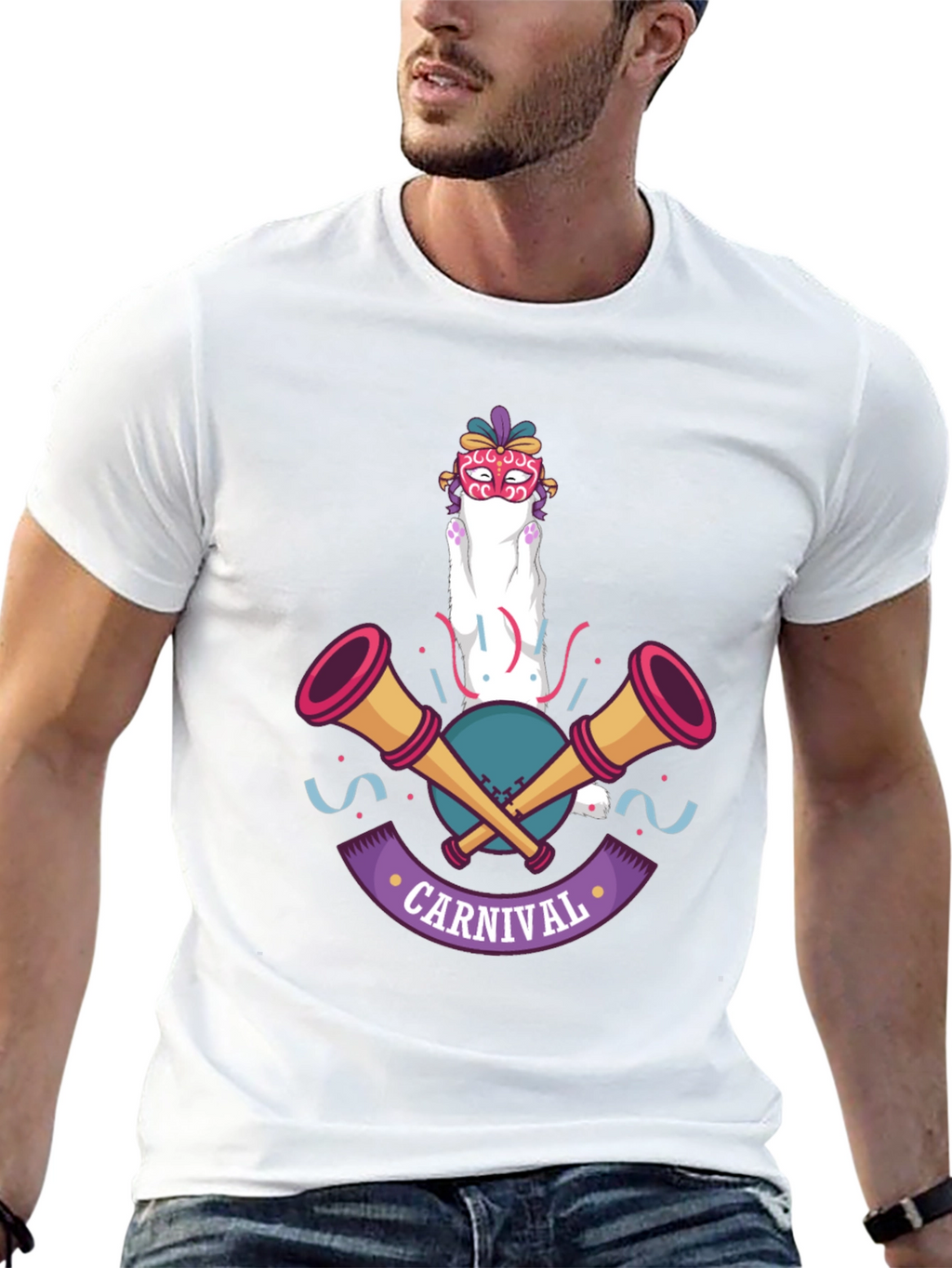 Carnival Cat T-Shirt - Festive Celebration Wear