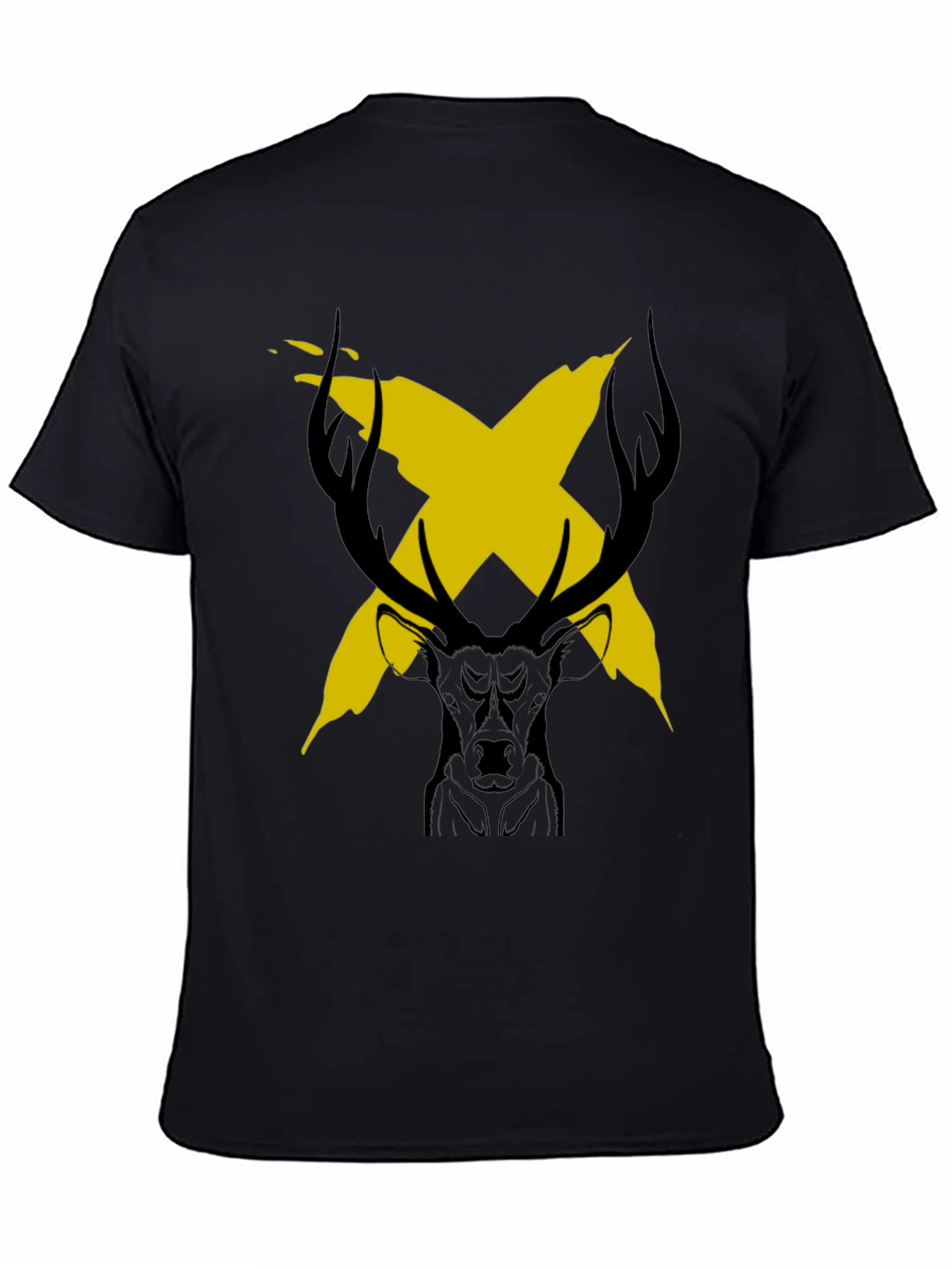 Stag X Graphic Black T-Shirt - Bold & Unique Design