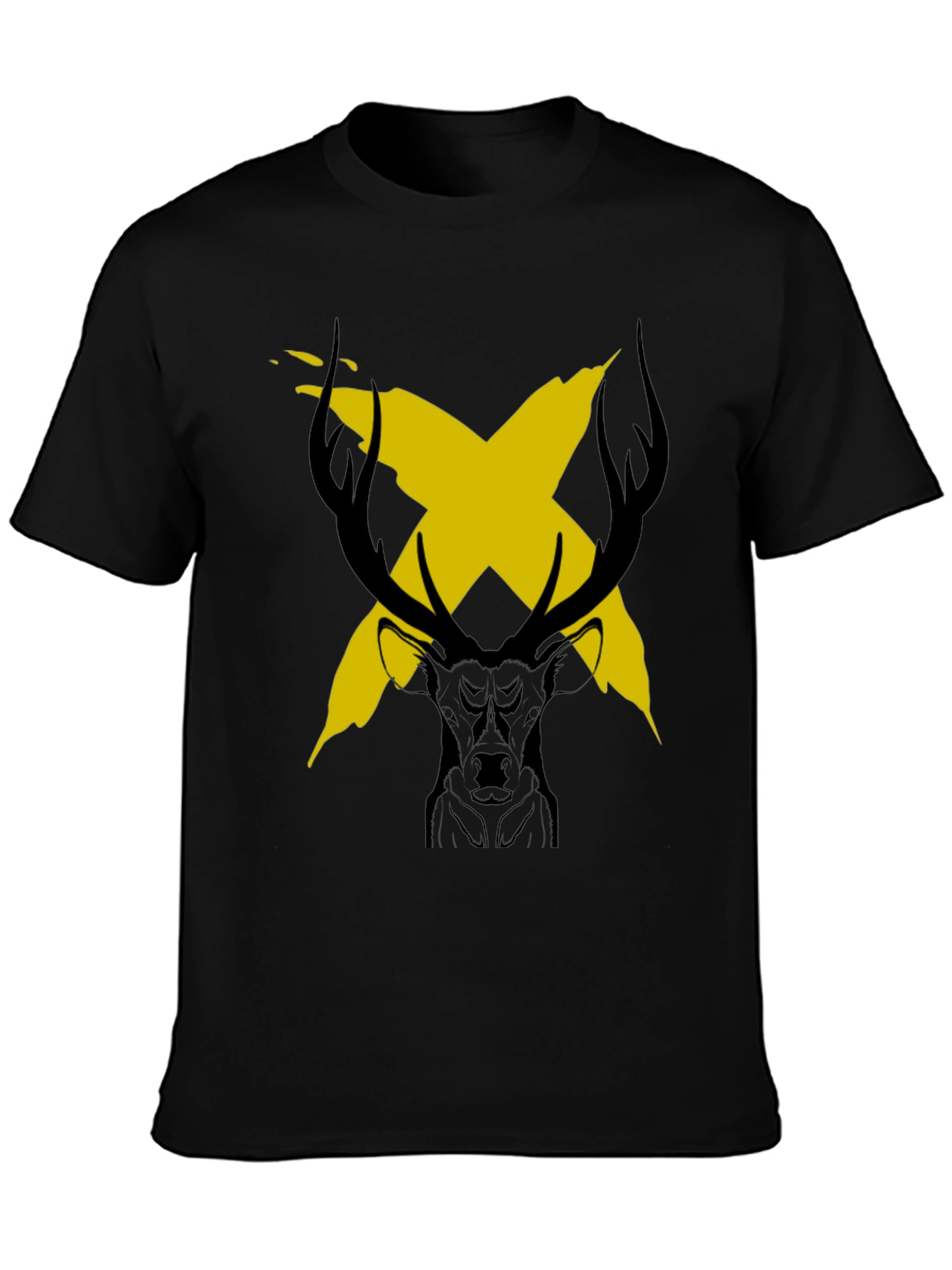 Stag X Graphic Black T-Shirt - Bold & Unique Design
