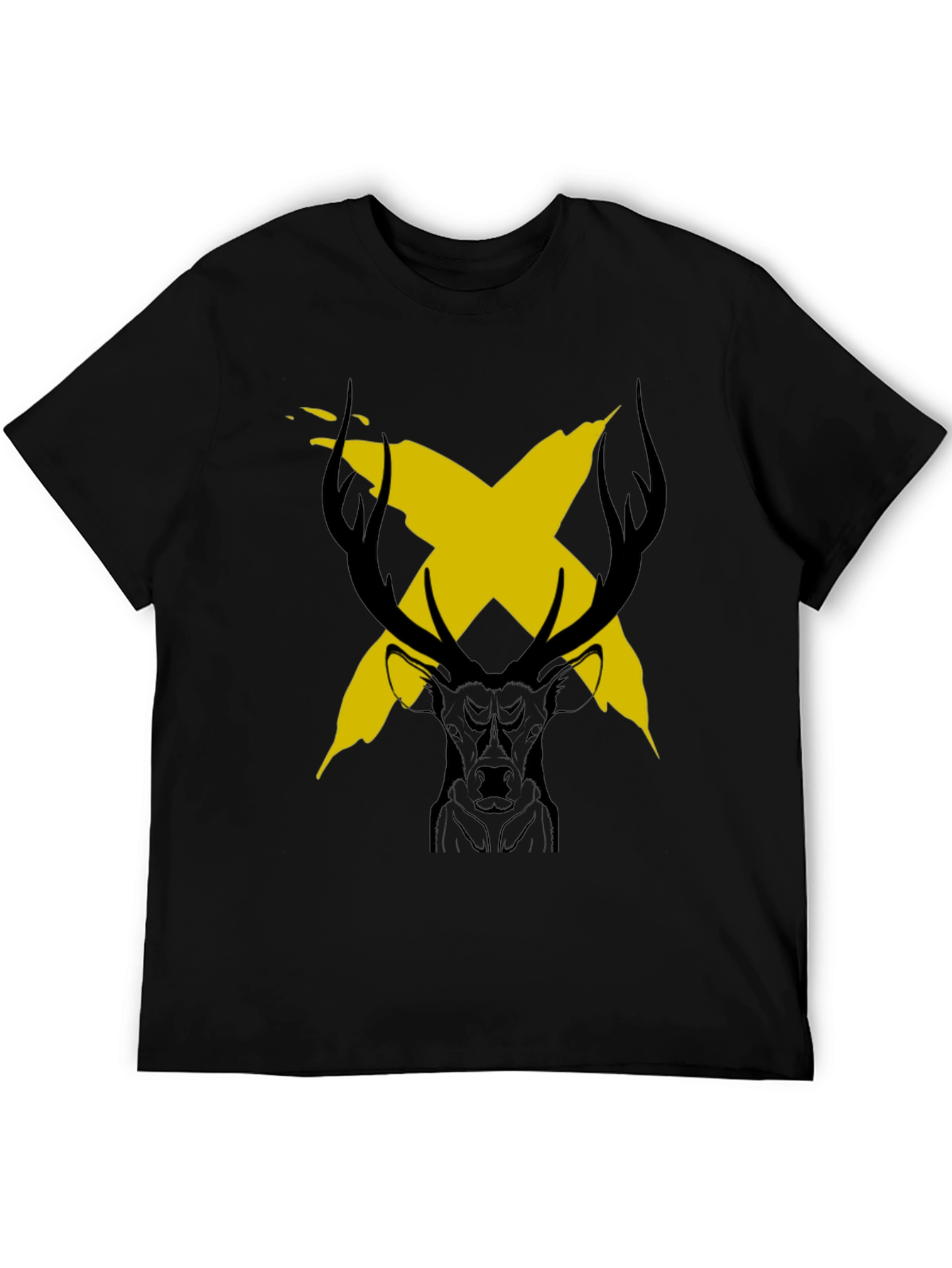 Stag X Graphic Black T-Shirt - Bold & Unique Design