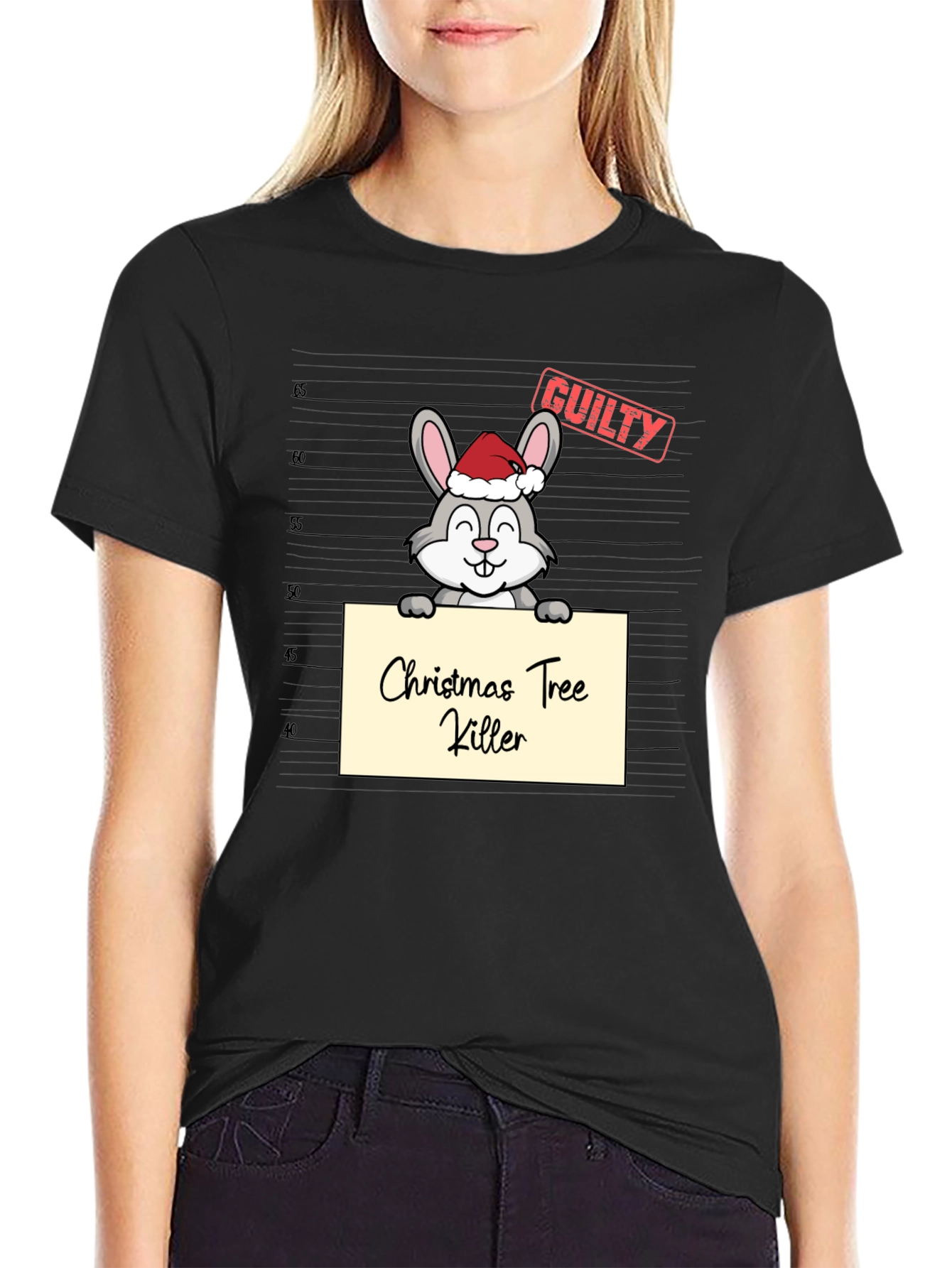 Christmas Tree Killer Rabbit Graphic T-Shirt