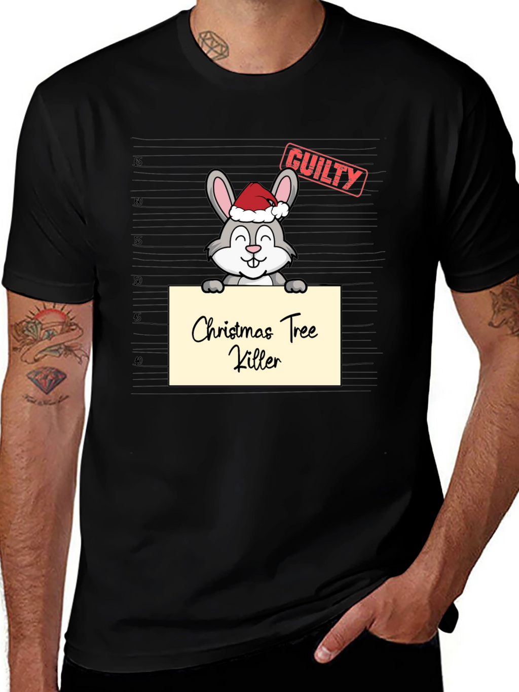 Christmas Tree Killer Rabbit Graphic T-Shirt