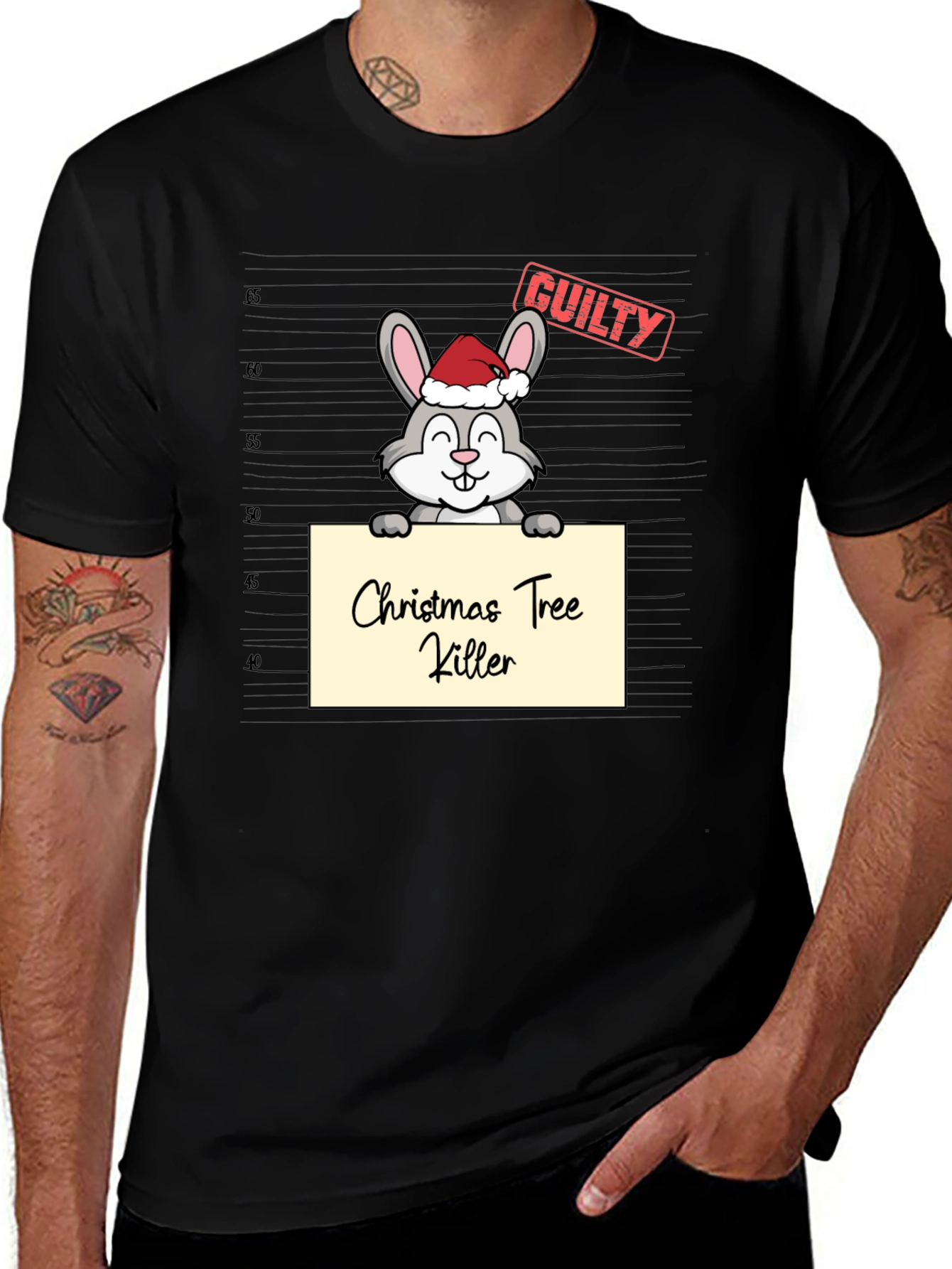 Christmas Tree Killer Rabbit Graphic T-Shirt