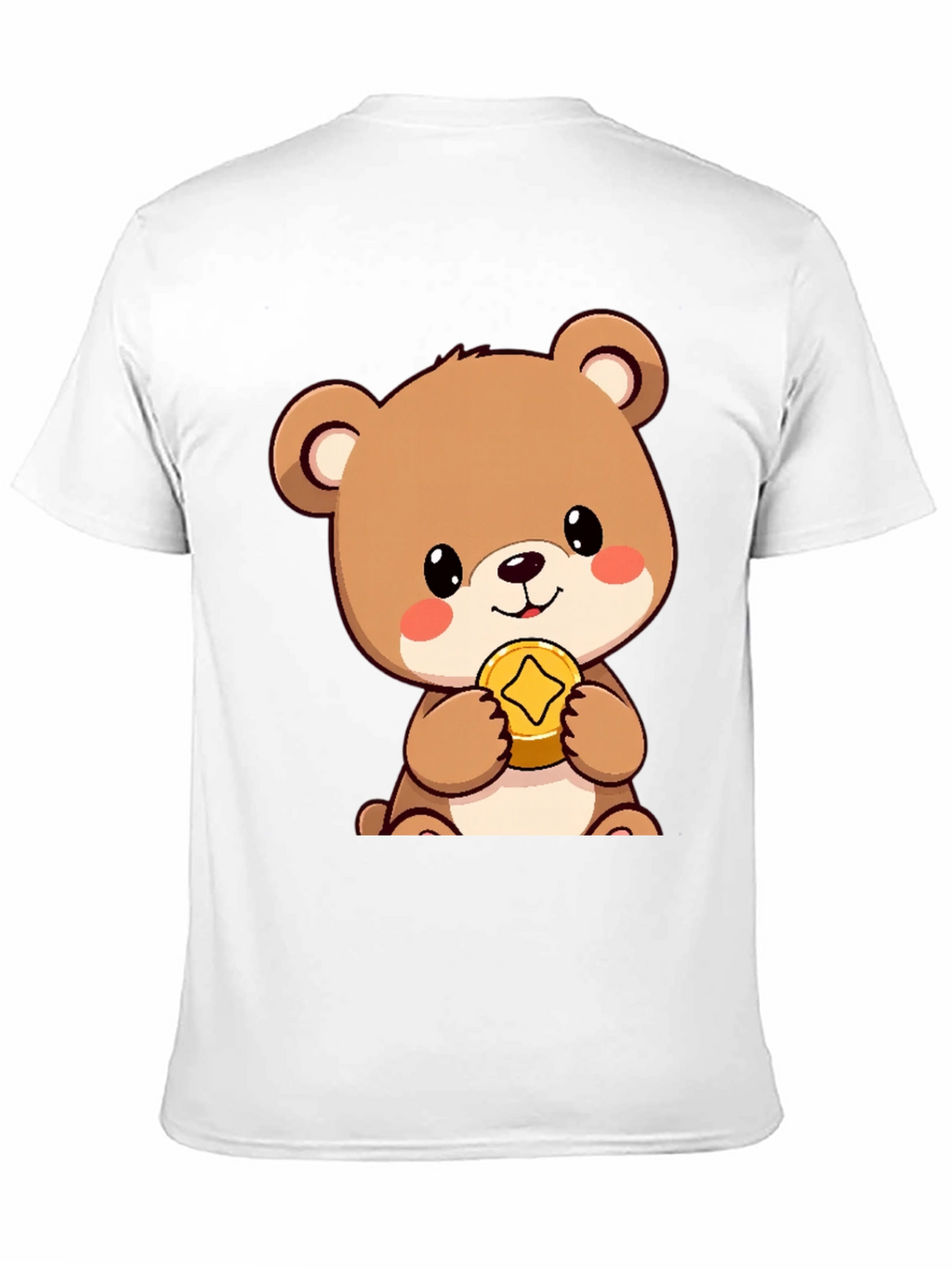 Cute Bear with Coin Black T-Shirt