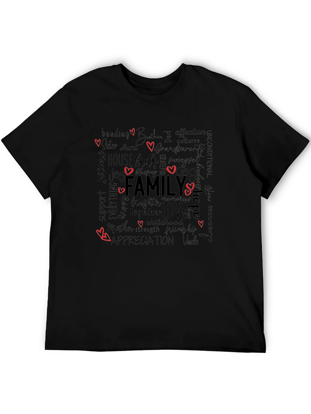 Family Word Art T-Shirt: Love Togetherness Appreciation
