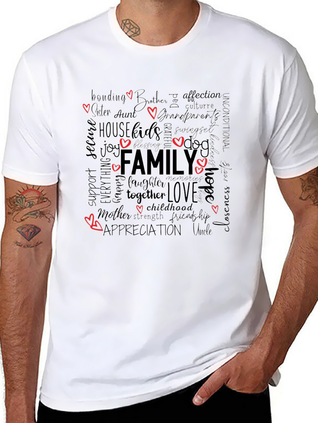 Family Word Art T-Shirt: Love Togetherness Appreciation
