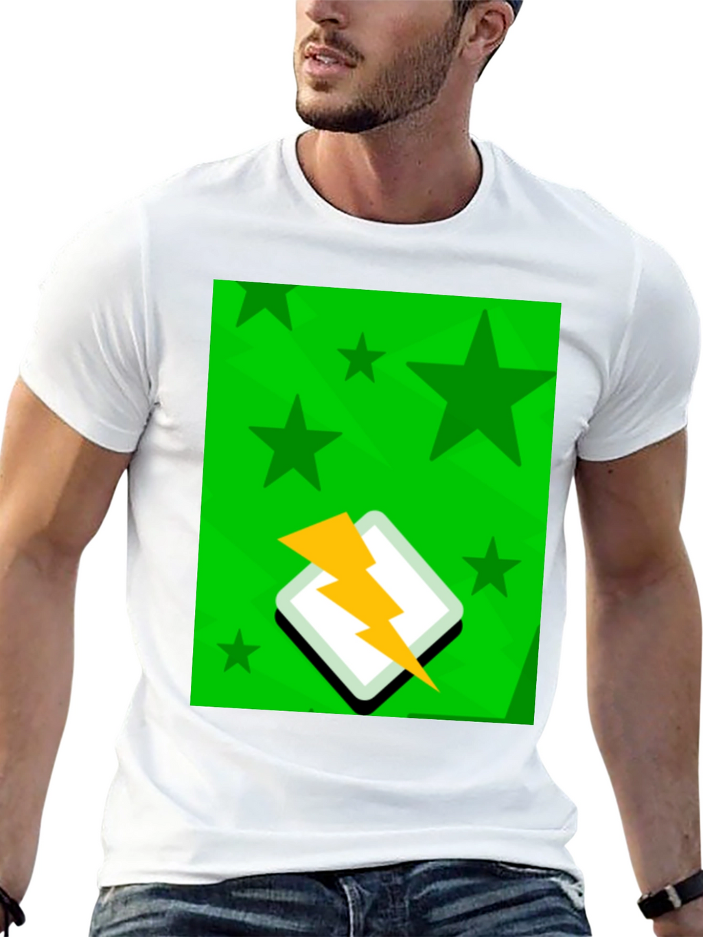 Starry Lightning Bolt Graphic Tee - Casual Style