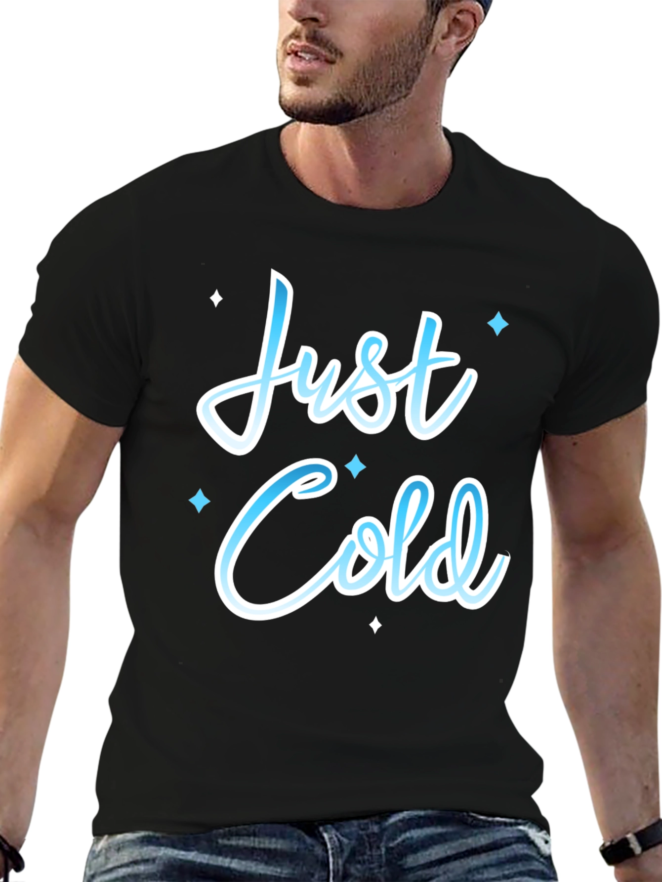 Just Cold Graphic Tee - Black Cotton T-Shirt for Cool Weather