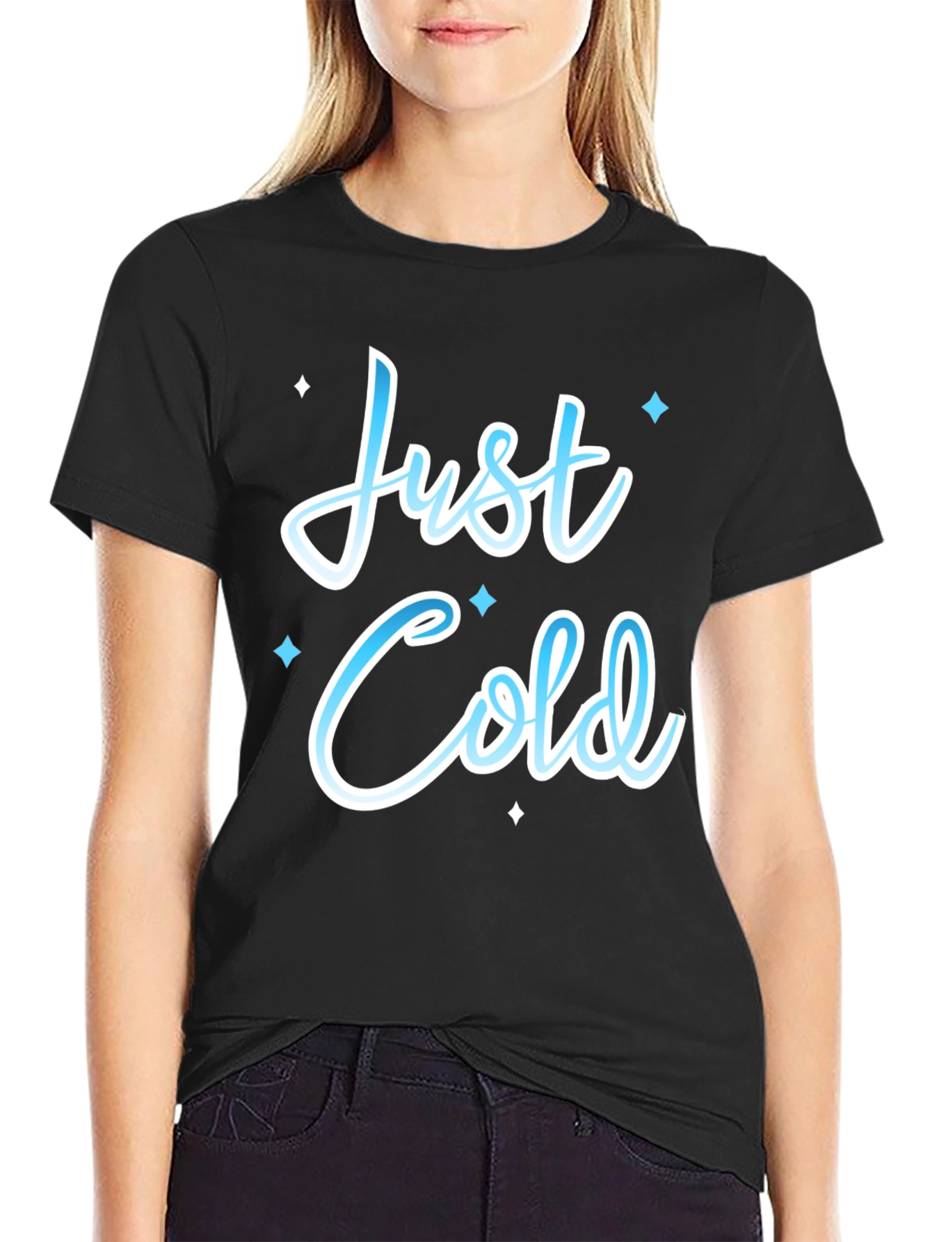 Just Cold Graphic Tee - Black Cotton T-Shirt for Cool Weather