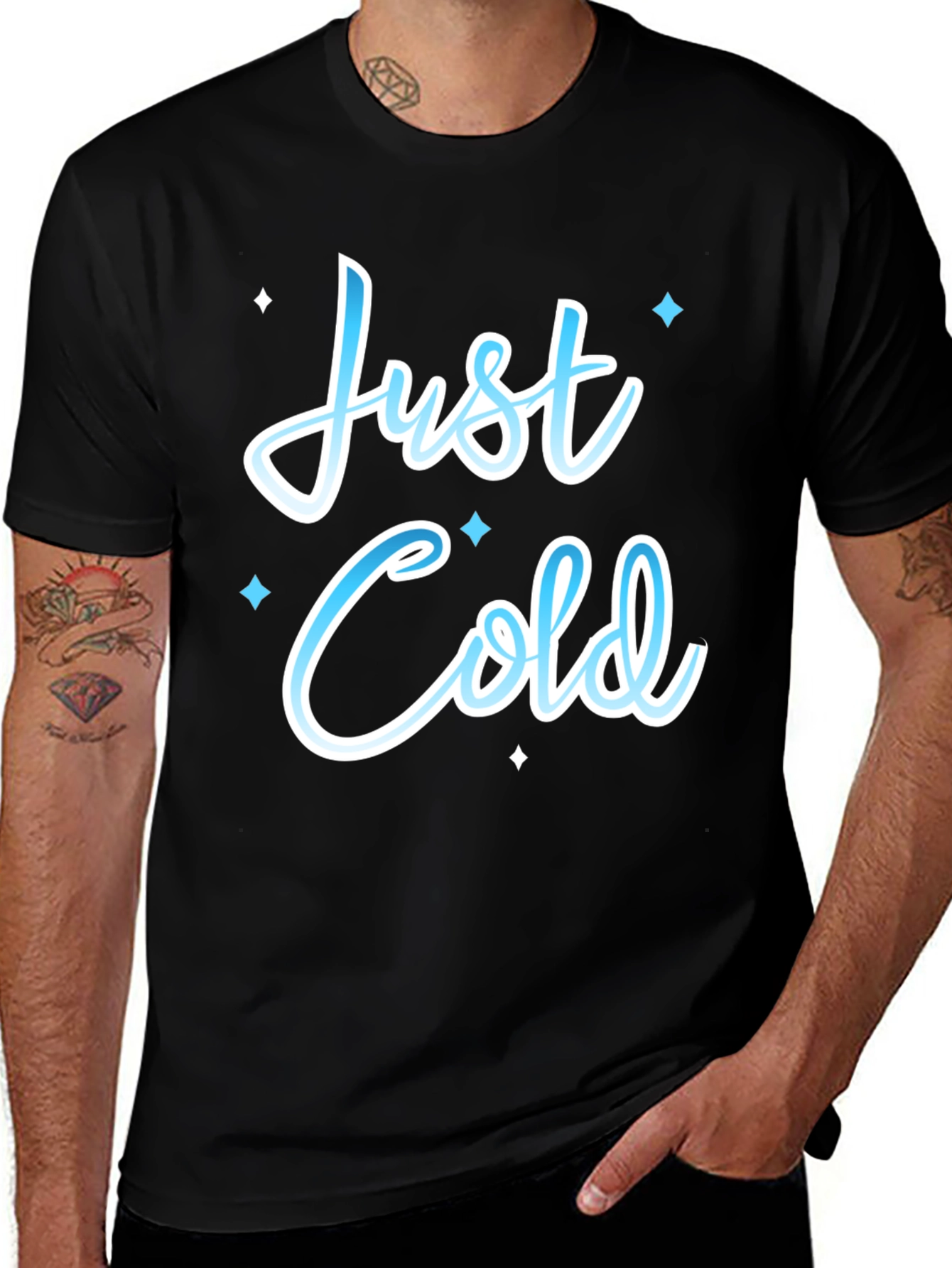Just Cold Graphic Tee - Black Cotton T-Shirt for Cool Weather